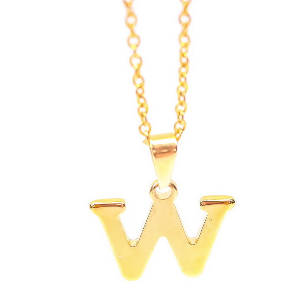 Colgante de acero inoxidable dorado con forma de letra W de 20mm