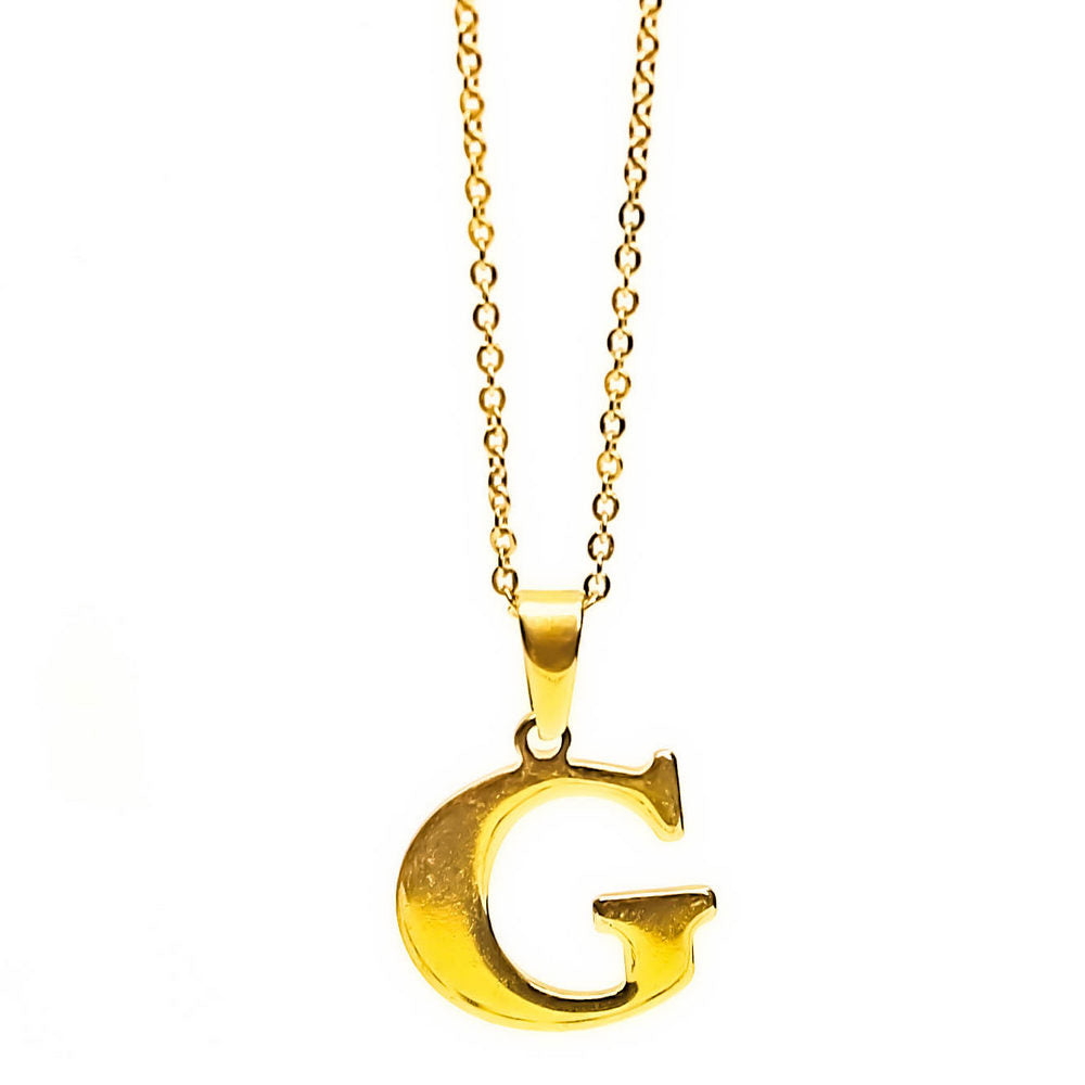 Colgante de acero inoxidable dorado con forma de letra G de 28mm