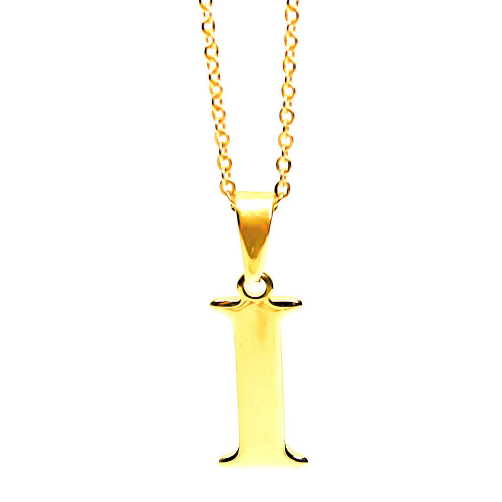 Colgante de acero inoxidable dorado con forma de letra I de 28mm
