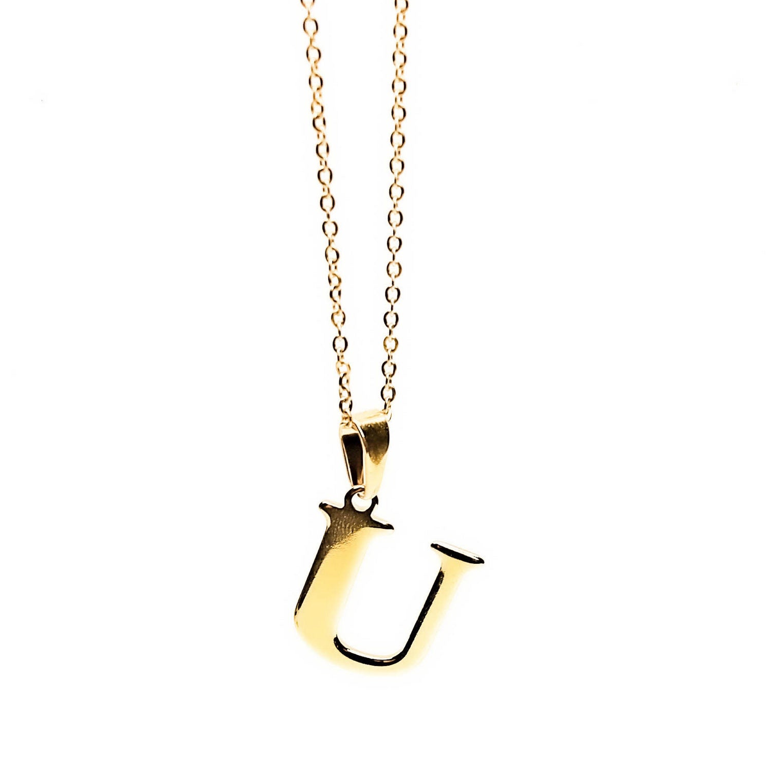 Colgante de acero inoxidable dorado con forma de letra U de 28mm
