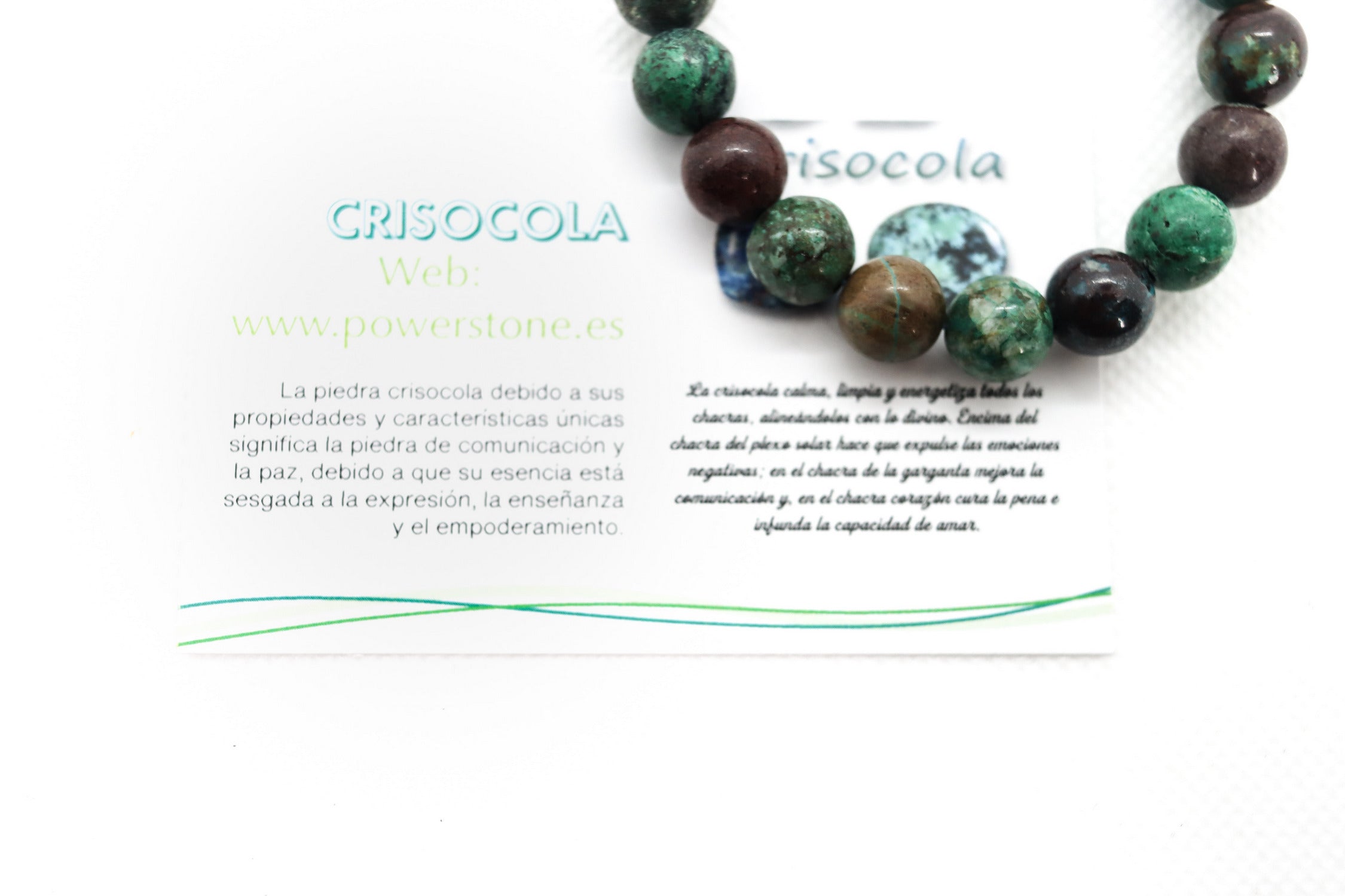 Pulsera elástica de piedra natural de Crisocola de 10mm