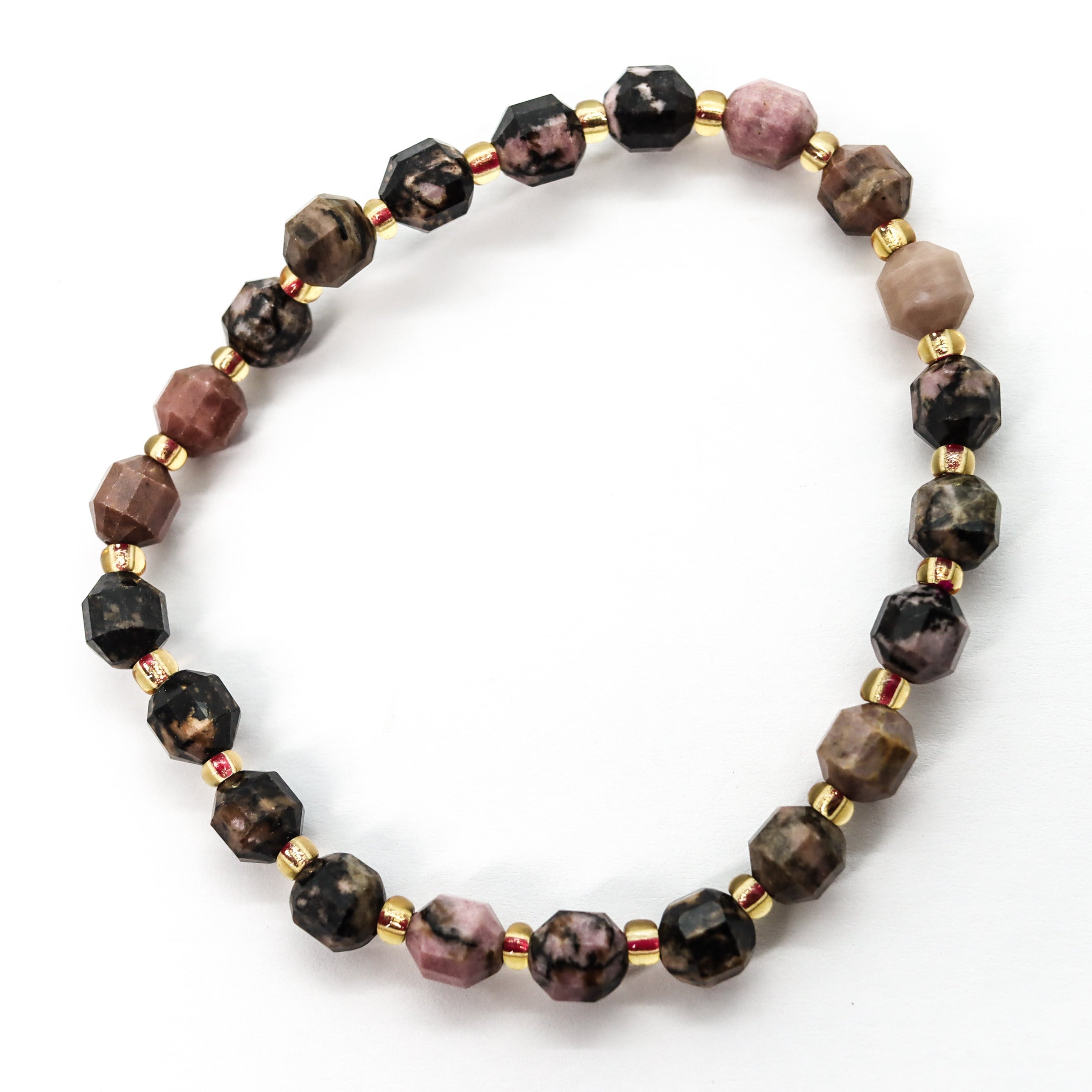 Pulsera elástica de Rodonita facetada de 6mm