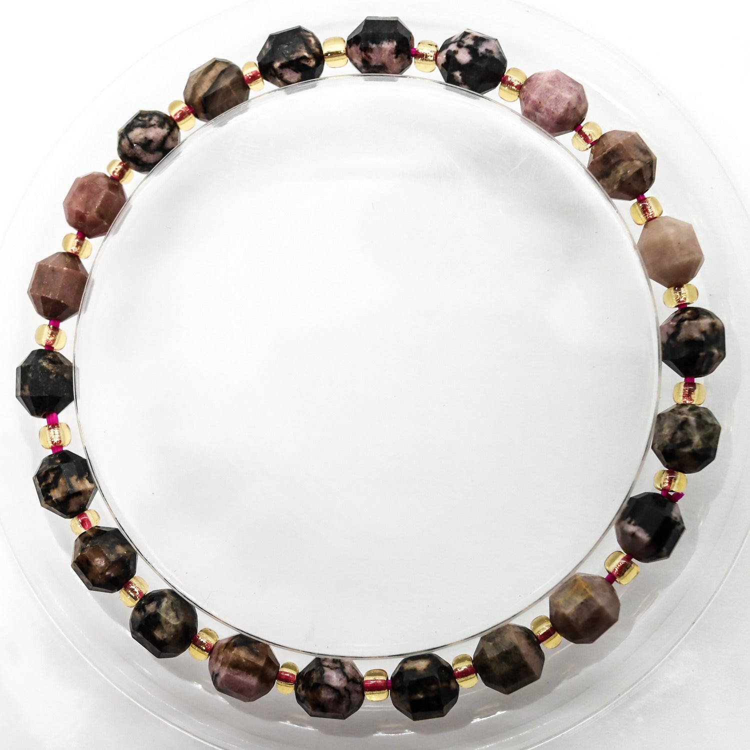 Pulsera elástica de Rodonita facetada de 6mm