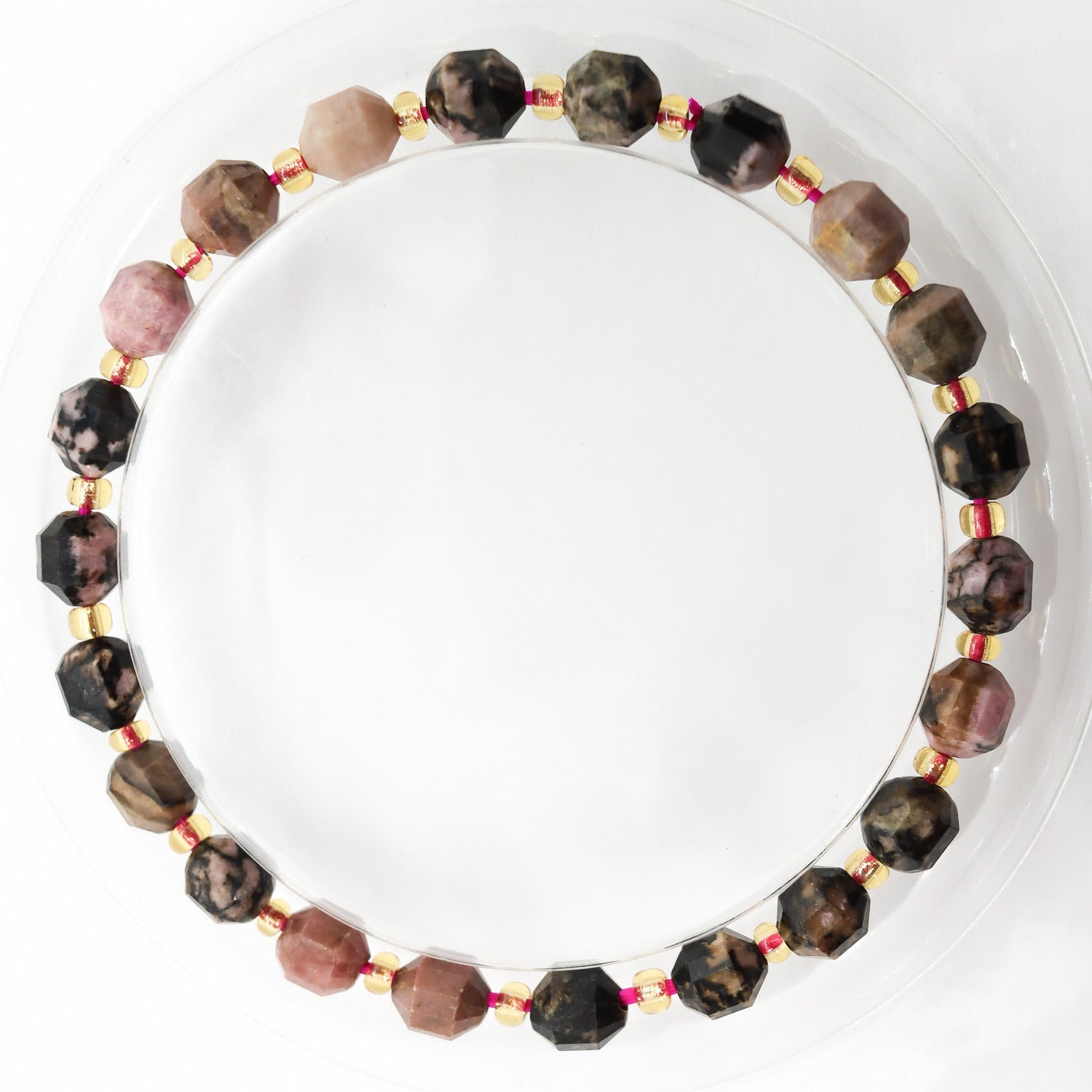 Pulsera elástica de Rodonita facetada de 6mm