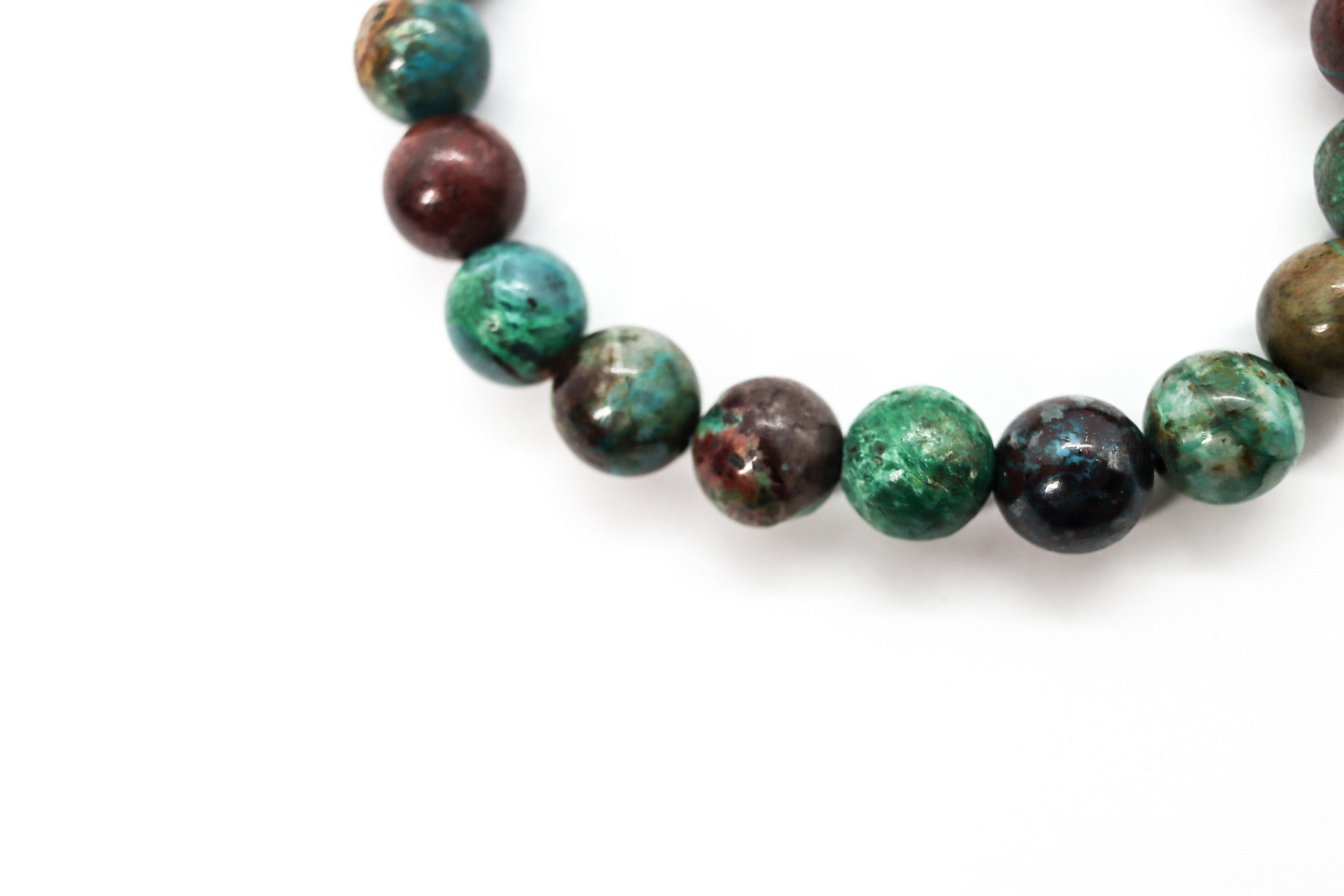 Pulsera elástica de piedra natural de Crisocola de 10mm