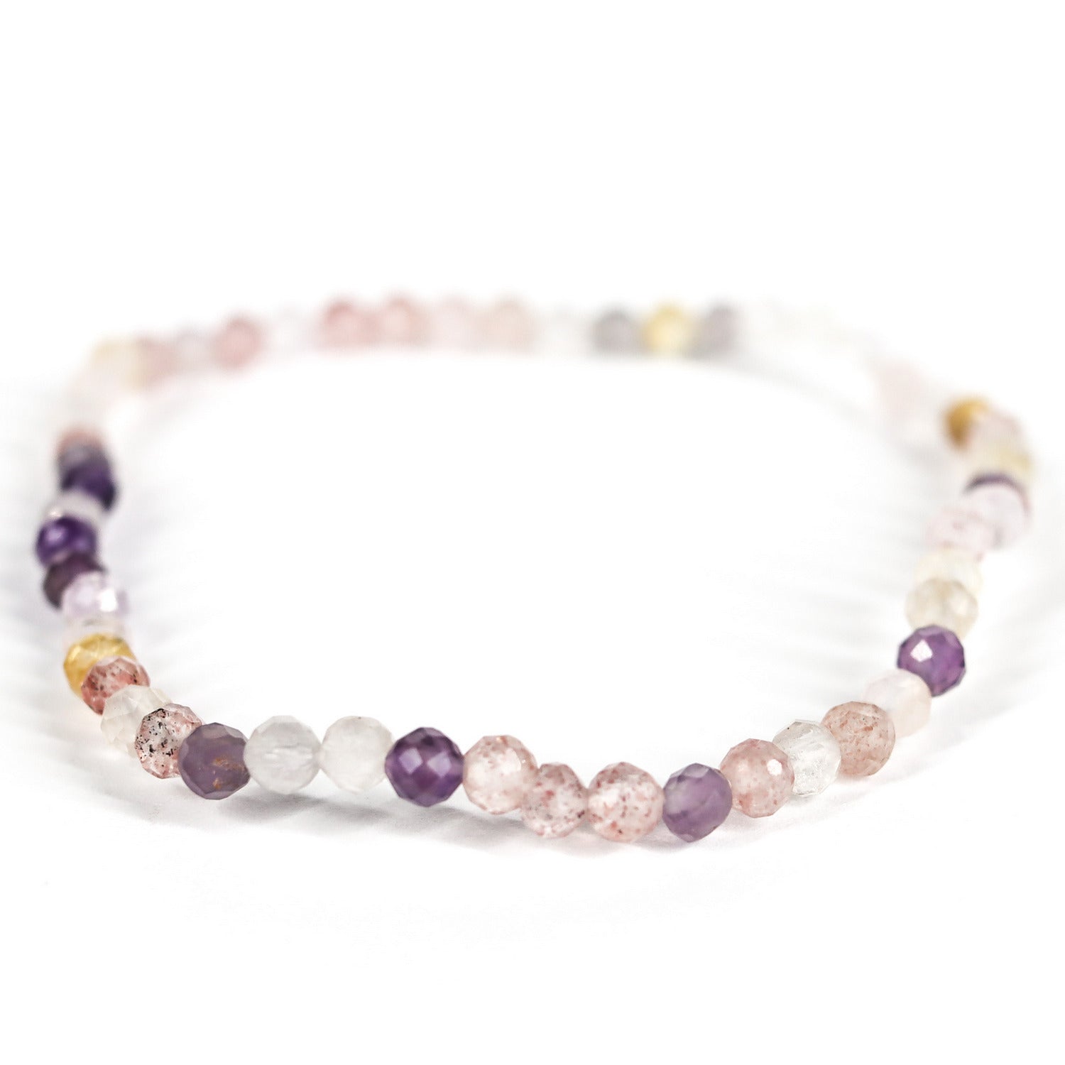 Pulsera elástica de Super 7 facetada de 3mm