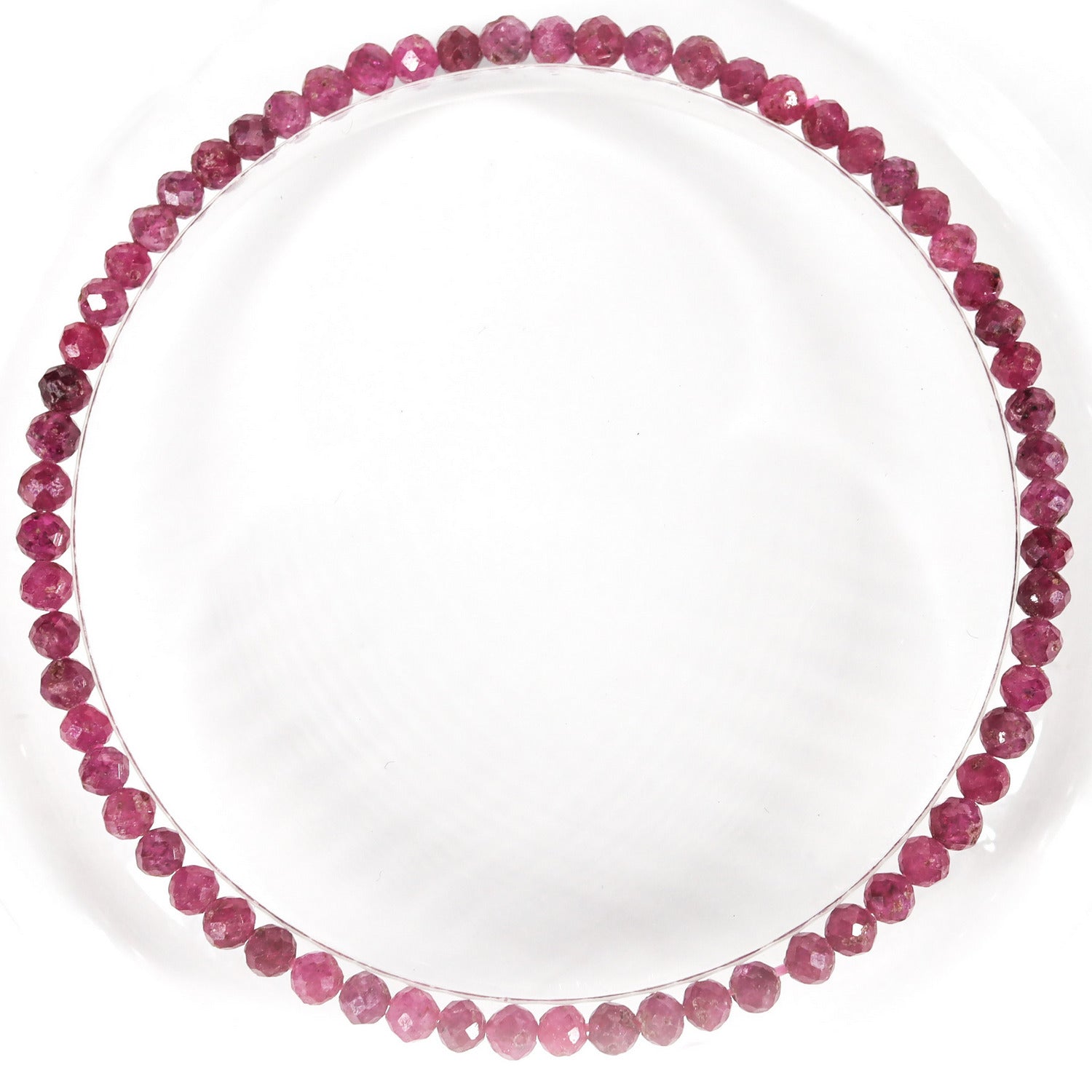 Pulsera elástica de Rubí facetado de 3mm