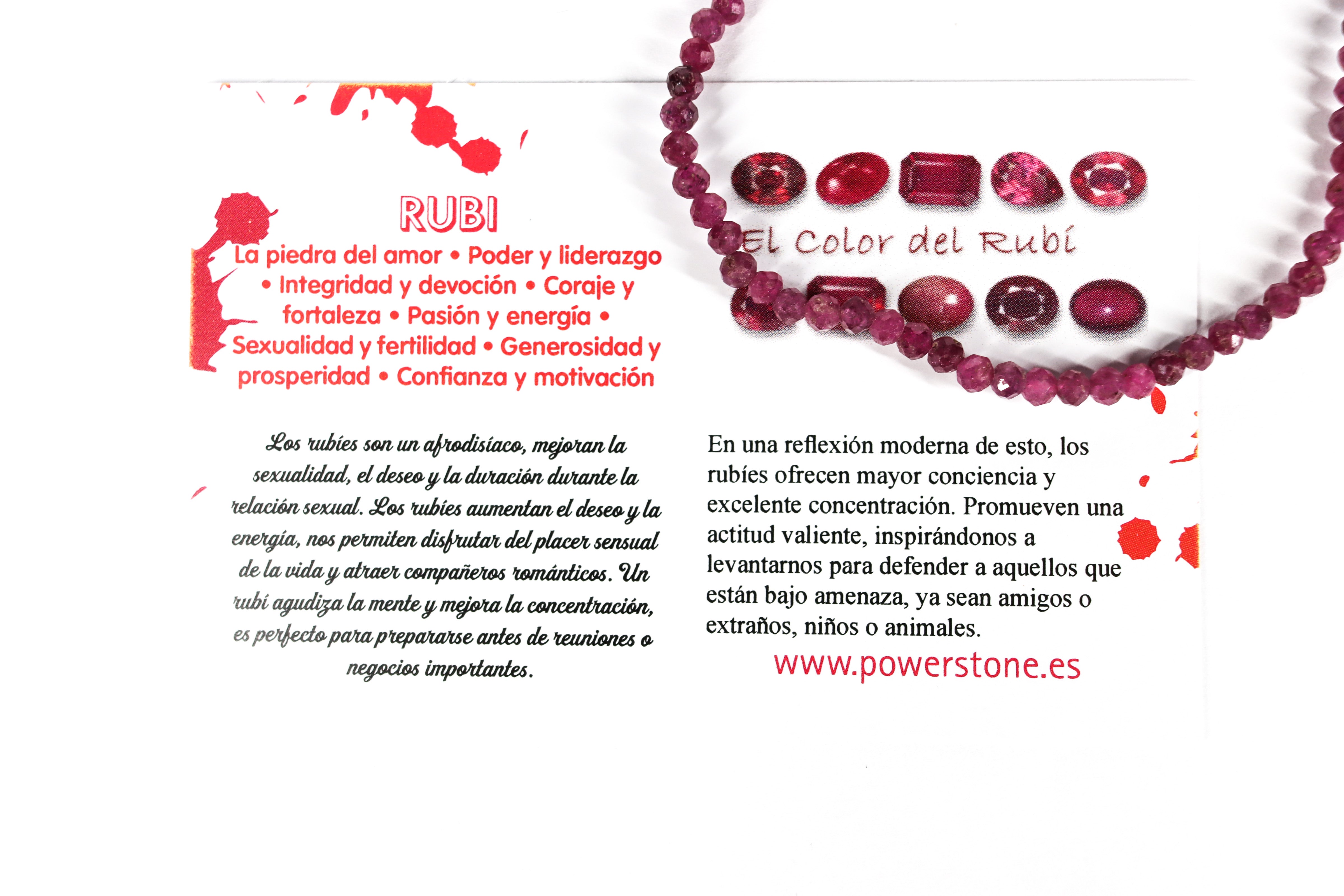 Pulsera elástica de Rubí facetado de 3mm