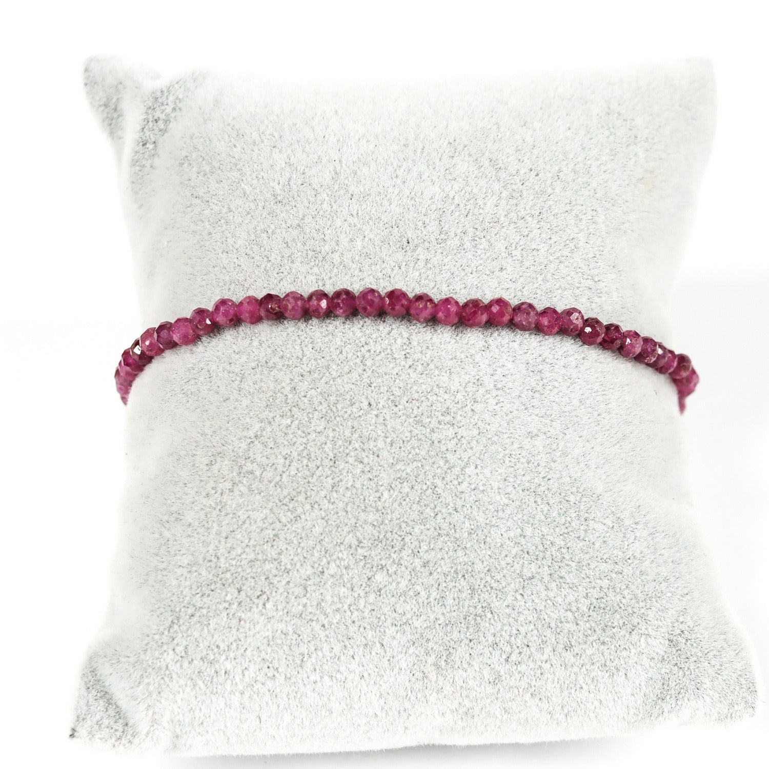 Pulsera elástica de Rubí facetado de 3mm