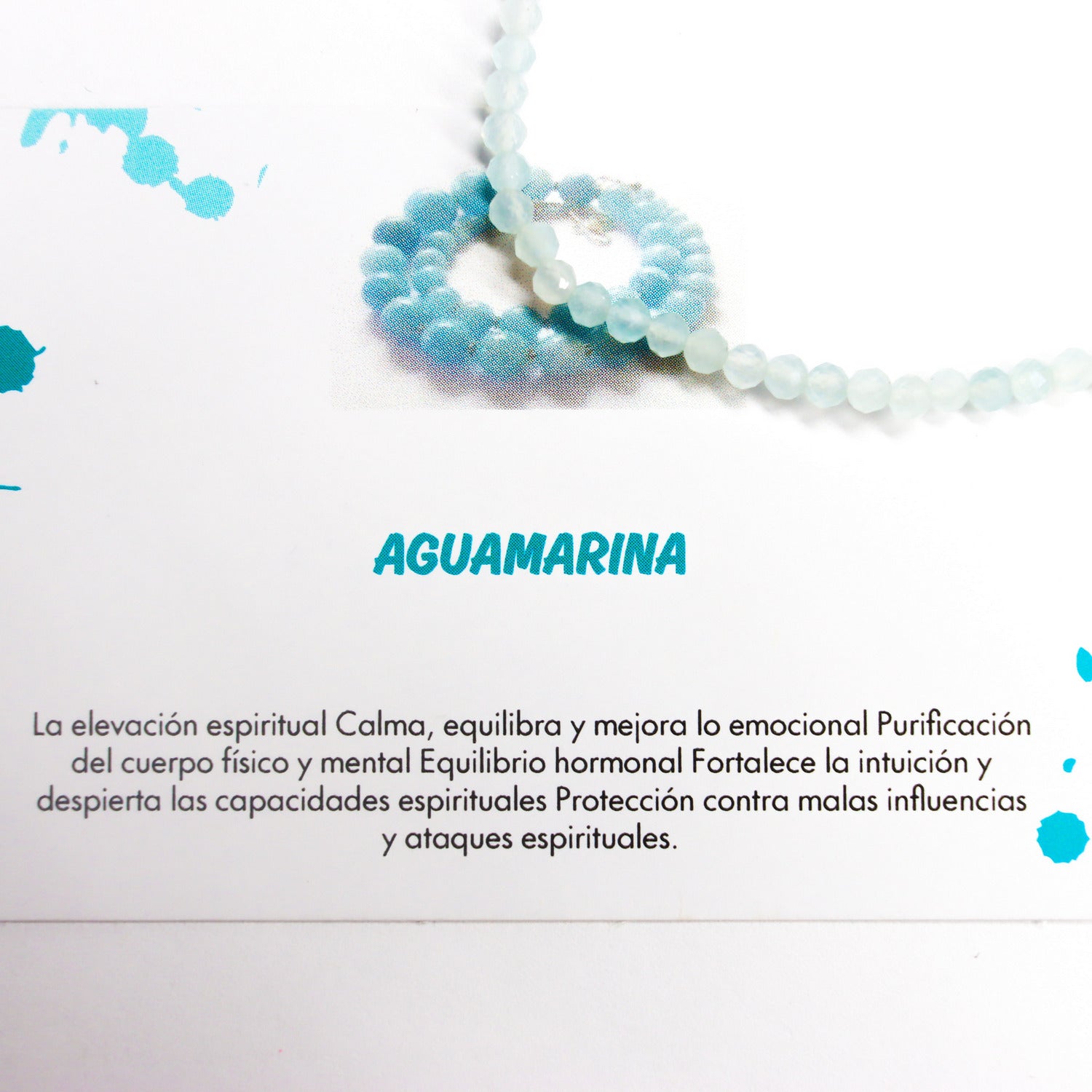 Pulsera elástica de Aquamarina facetada de 3mm