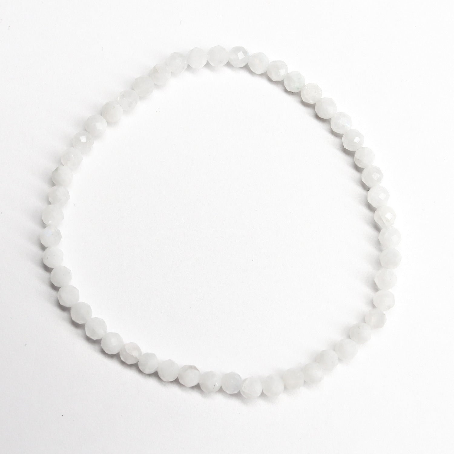 Pulsera elástica de Piedra luna facetada de 2mm