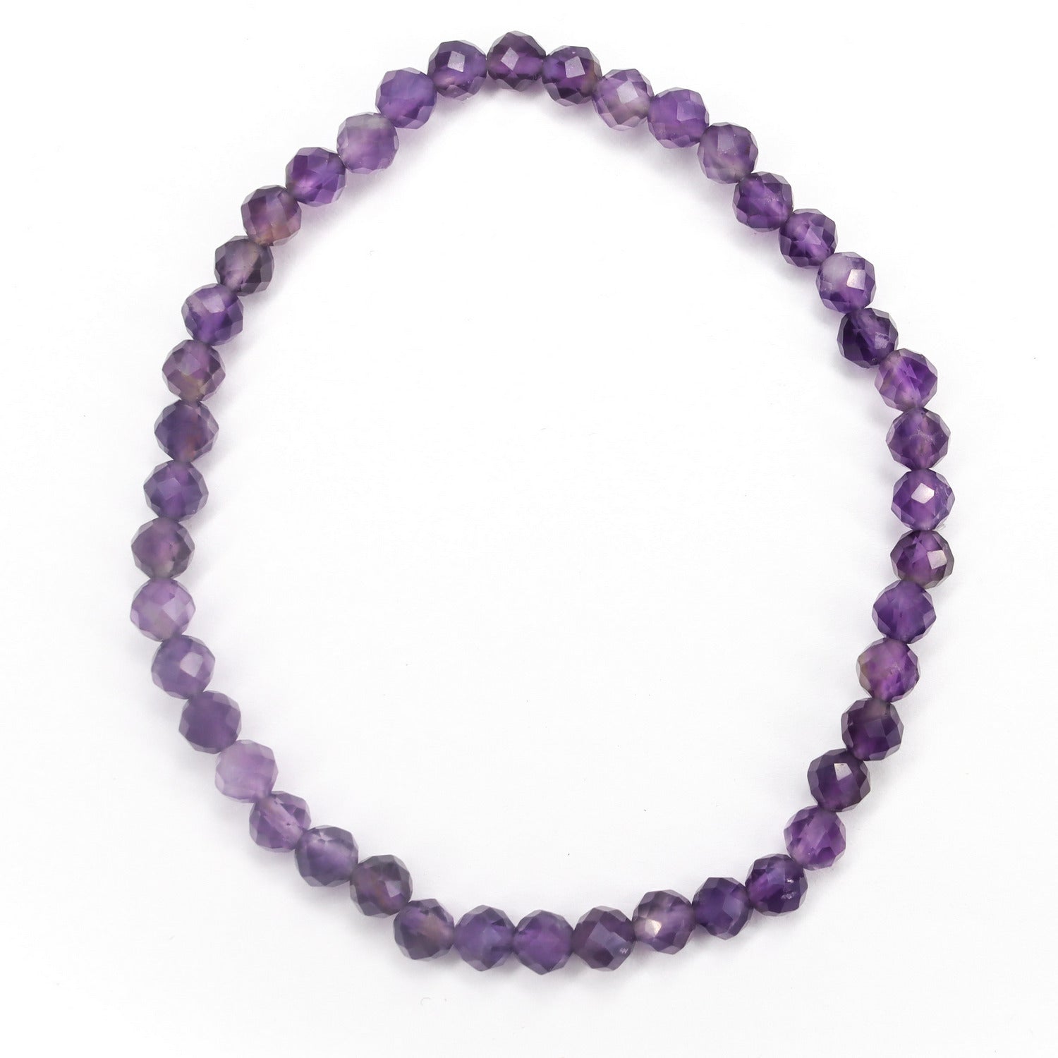 Pulsera elástica de piedra natural de Amatista facetada de 4mm