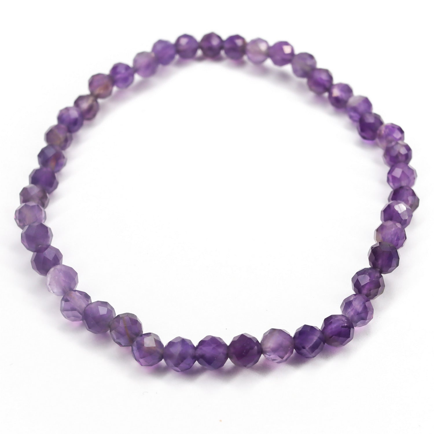 Pulsera elástica de piedra natural de Amatista facetada de 4mm