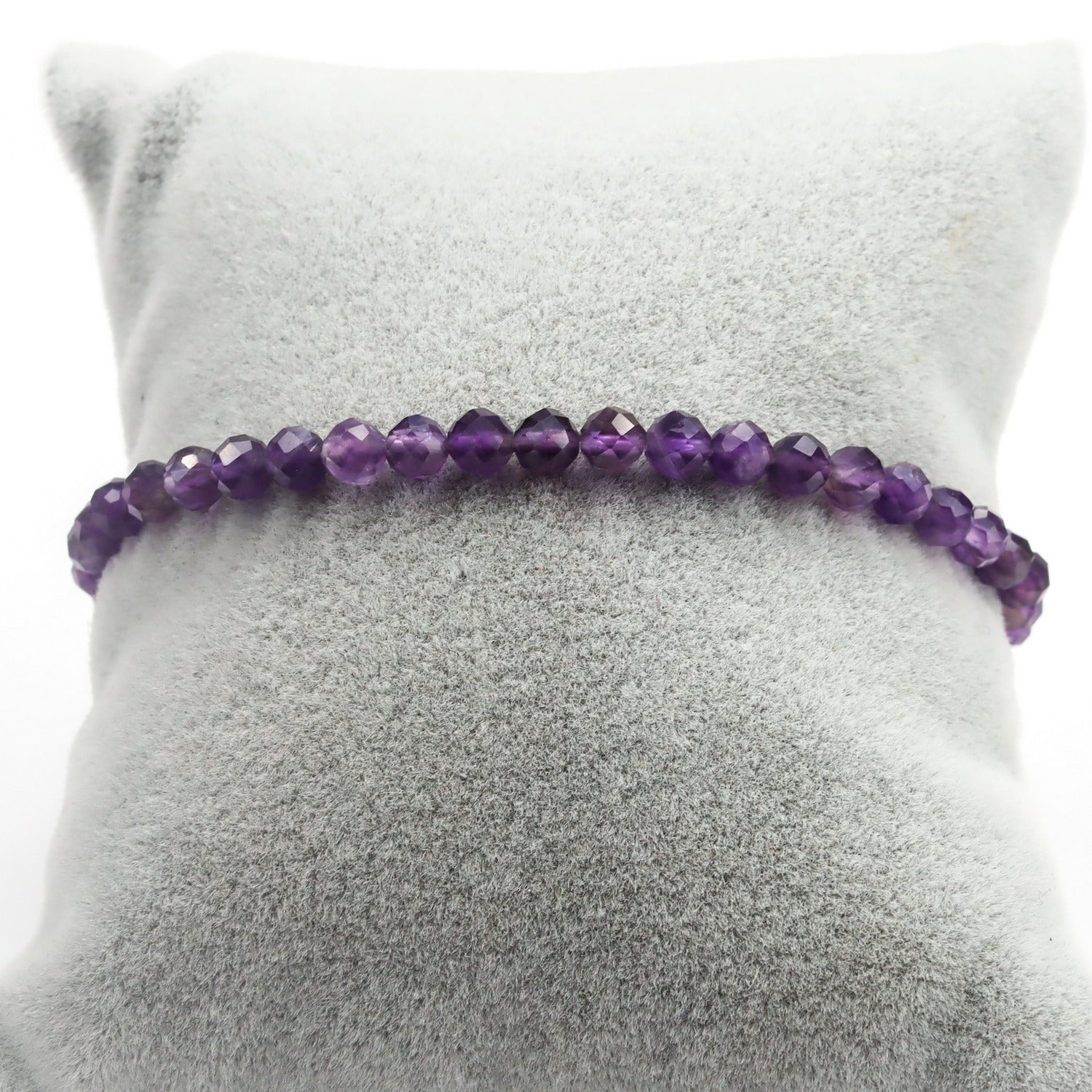 Pulsera elástica de piedra natural de Amatista facetada de 4mm