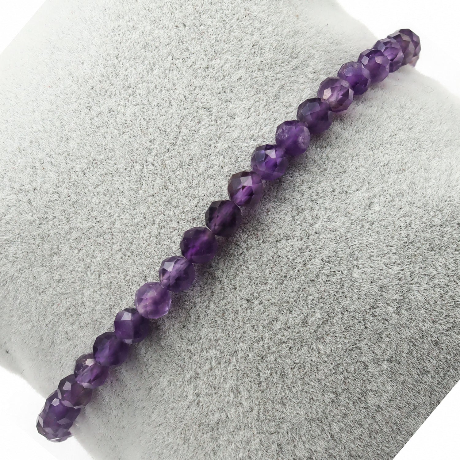 Pulsera elástica de piedra natural de Amatista facetada de 4mm