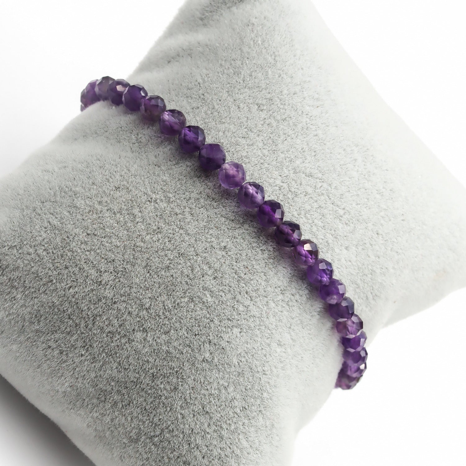 Pulsera elástica de piedra natural de Amatista facetada de 4mm