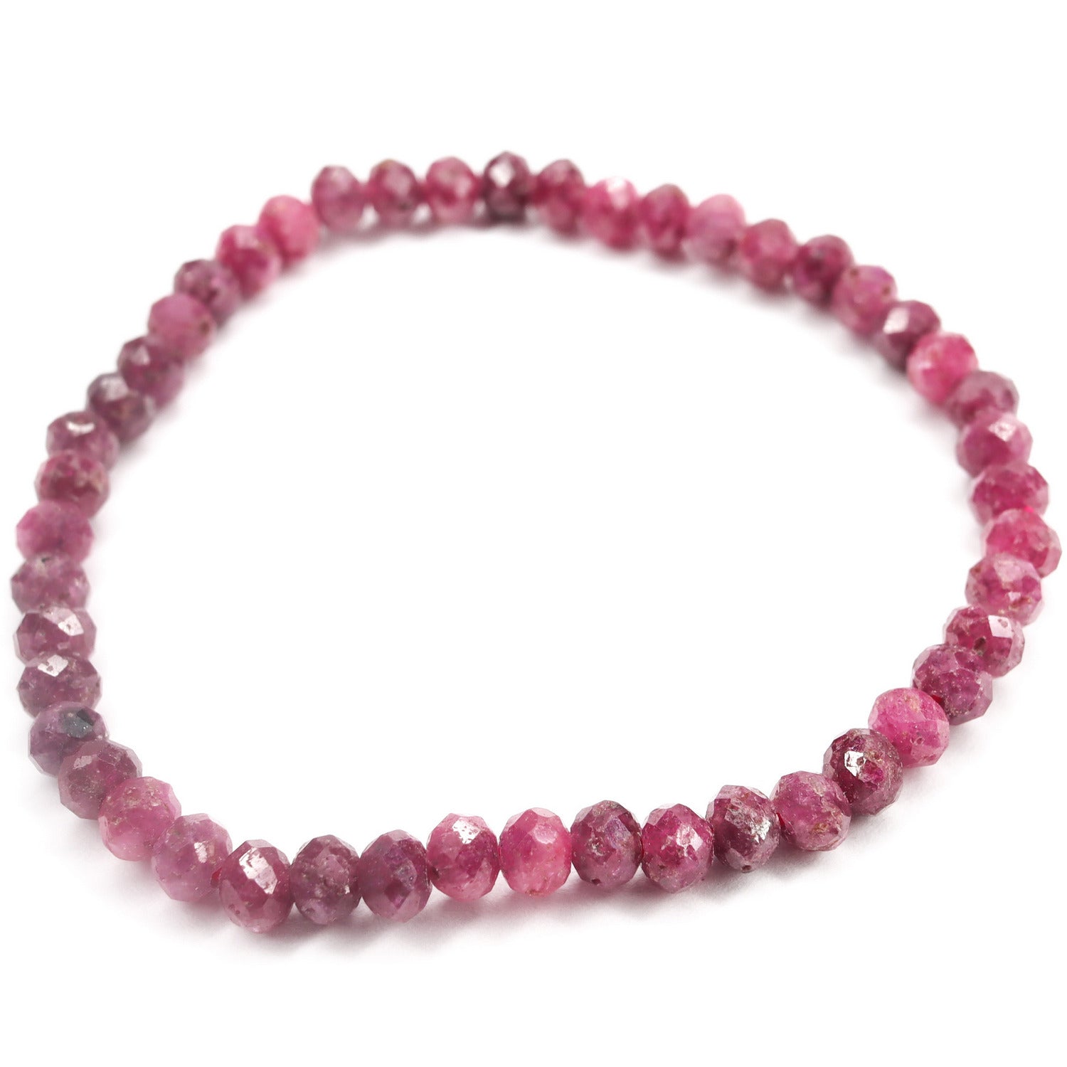 Pulsera elástica de Rubí facetado de 4mm
