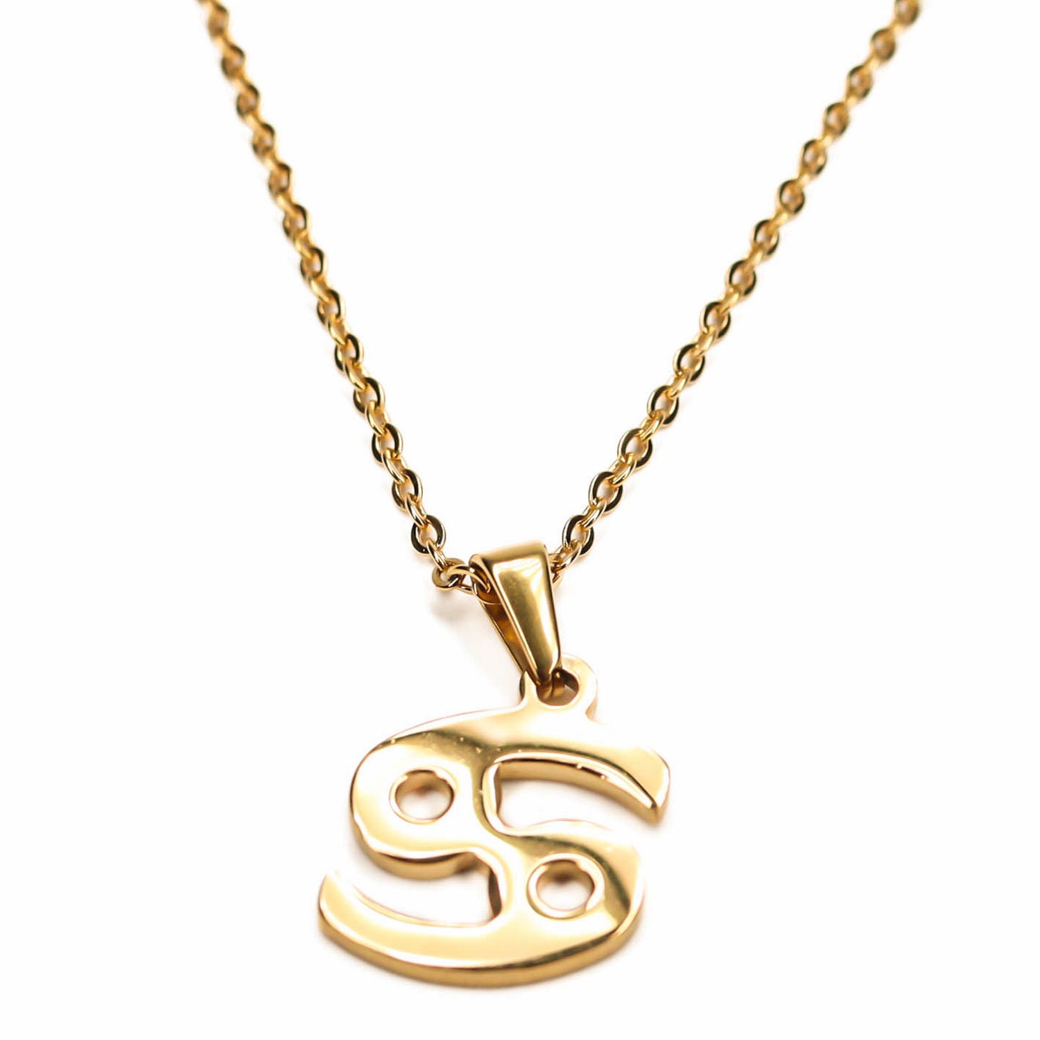 Colgante de acero inoxidable dorado con forma del signo del zodiaco Cancer de 20mm