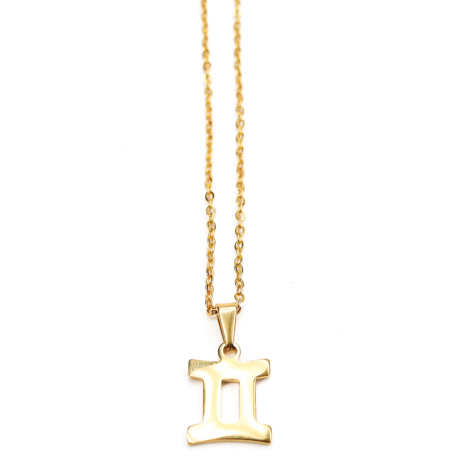 Colgante de acero inoxidable dorado con forma del signo del zodiaco Geminis de 20mm