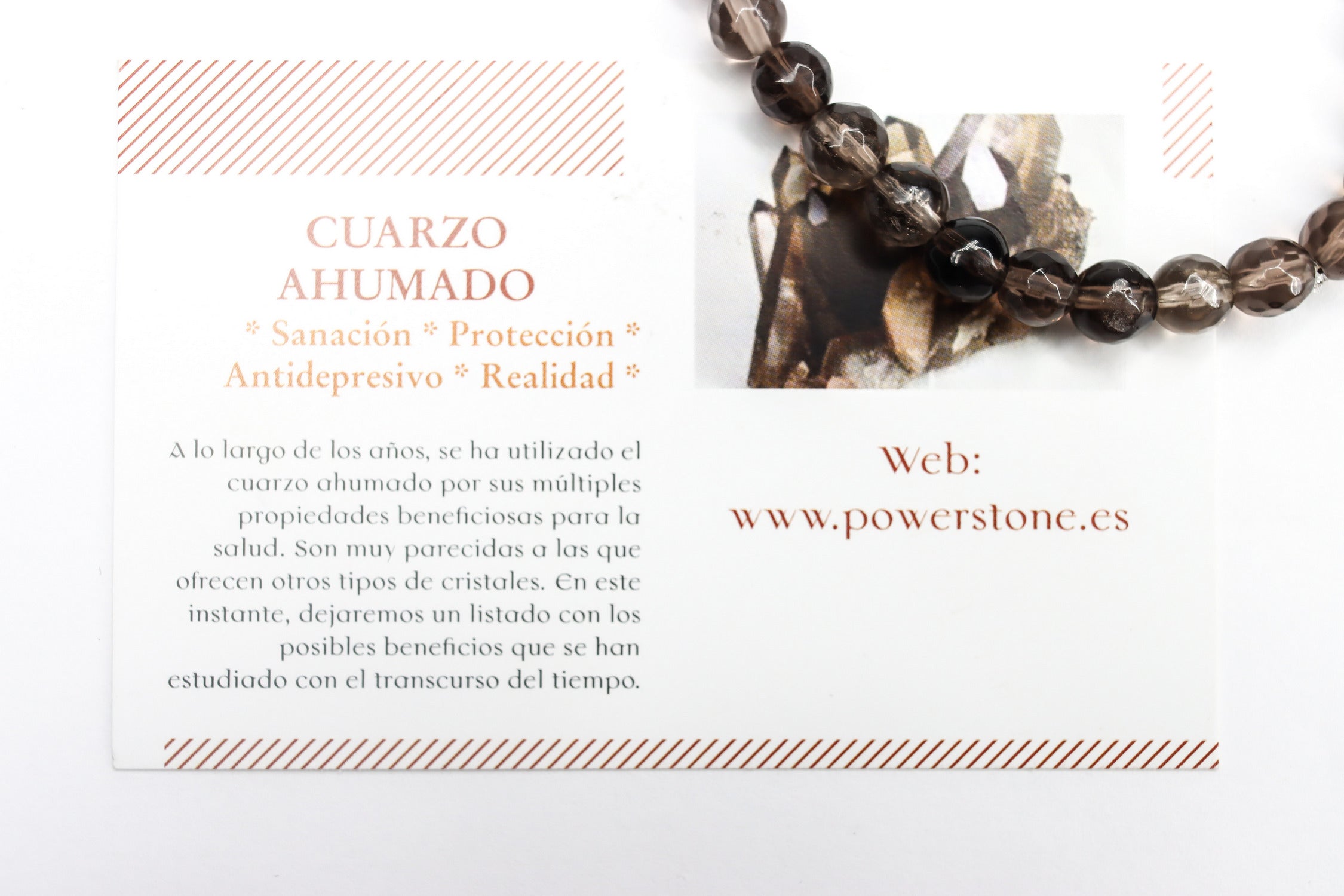 Pulsera elástica de Cuarzo ahumado de 6mm