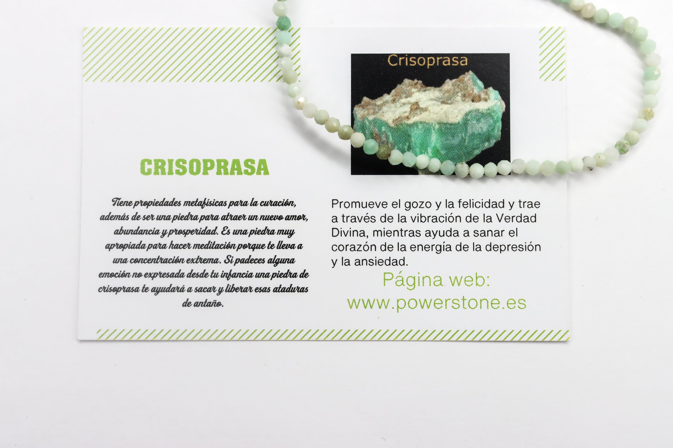 Pulsera elástica de Crisoprasa facetada de 3mm
