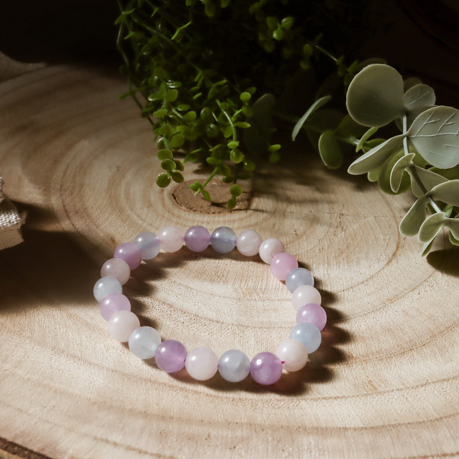Pulsera elásica de piedra natural de Lavanda Sueño de 8mm