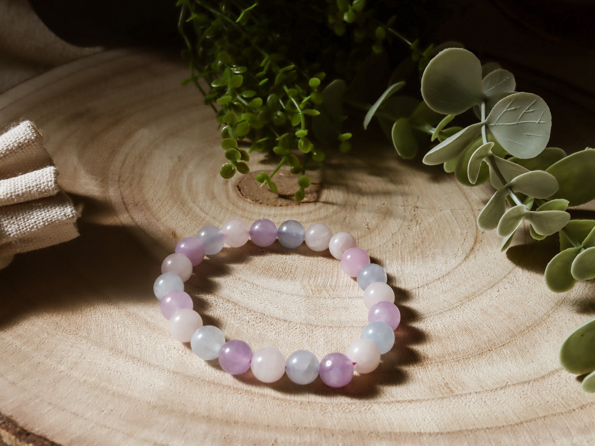 Pulsera elástica de piedra natural de Lavanda Sueño de 6mm
