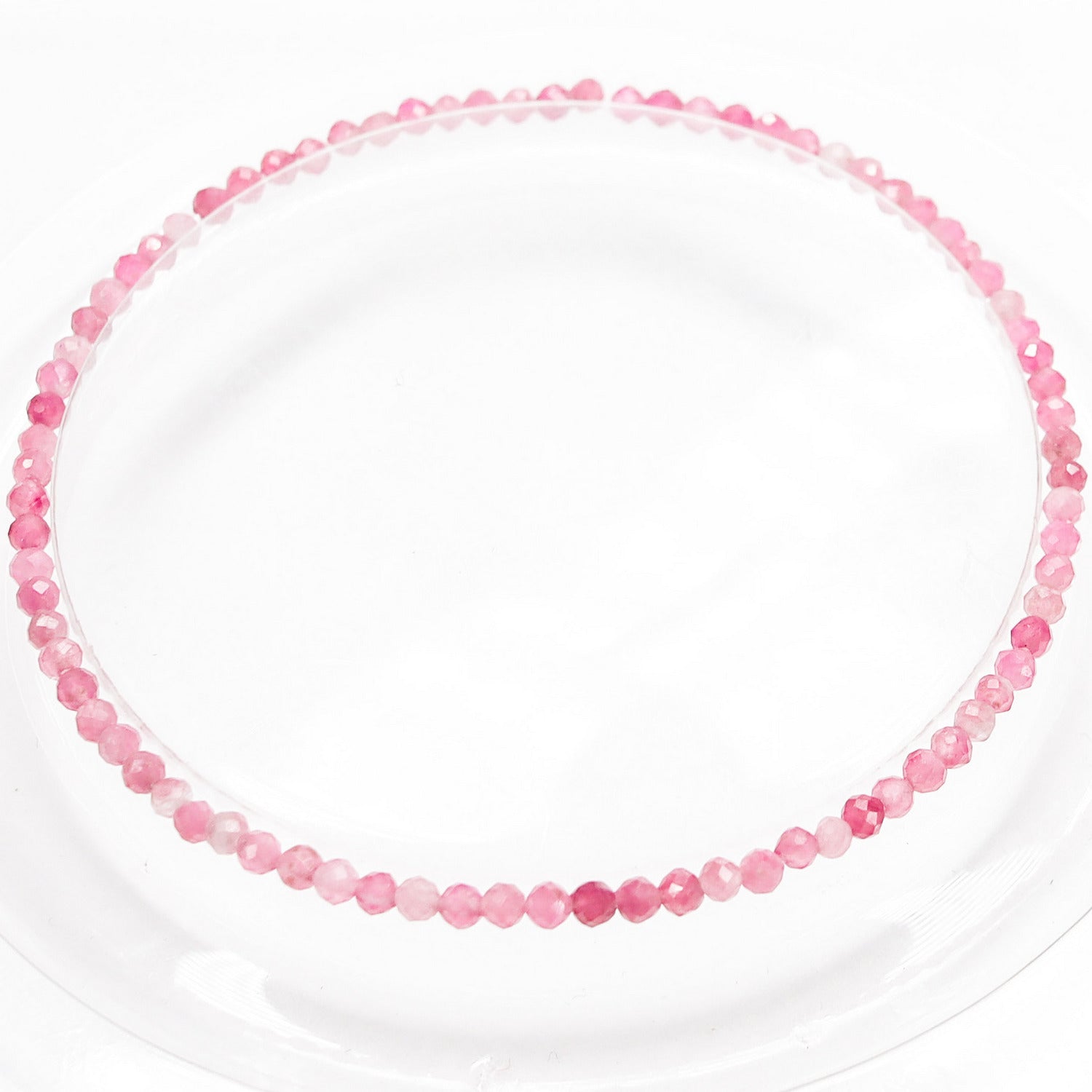 Pulsera elástica de Turmalina rosa facetada de 2mm