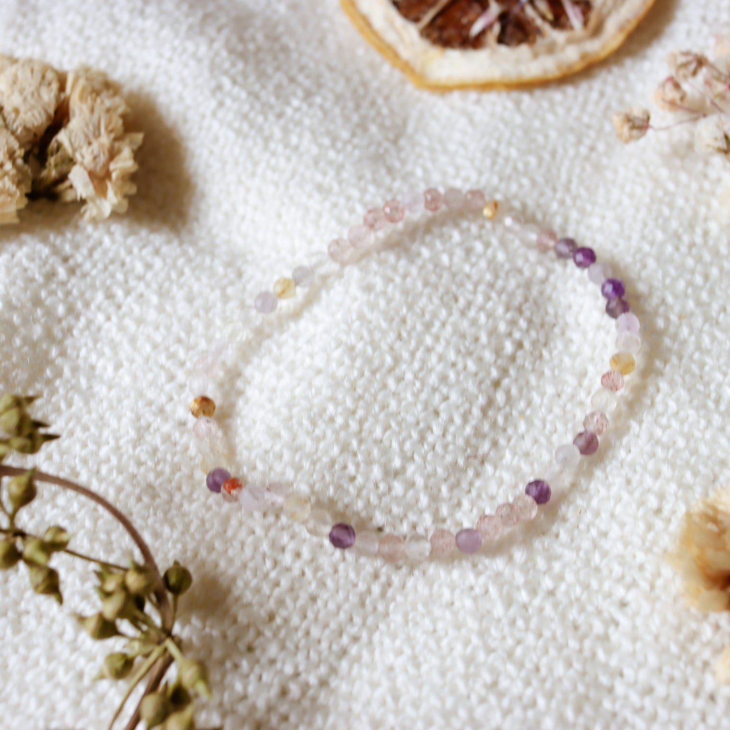Pulsera elástica de Fluorita facetada de 3mm