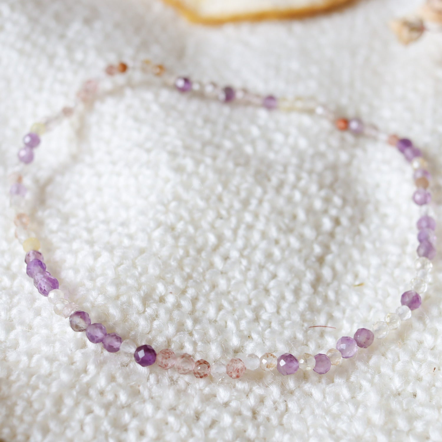 Pulsera elástica de Super 7 facetada de 3mm