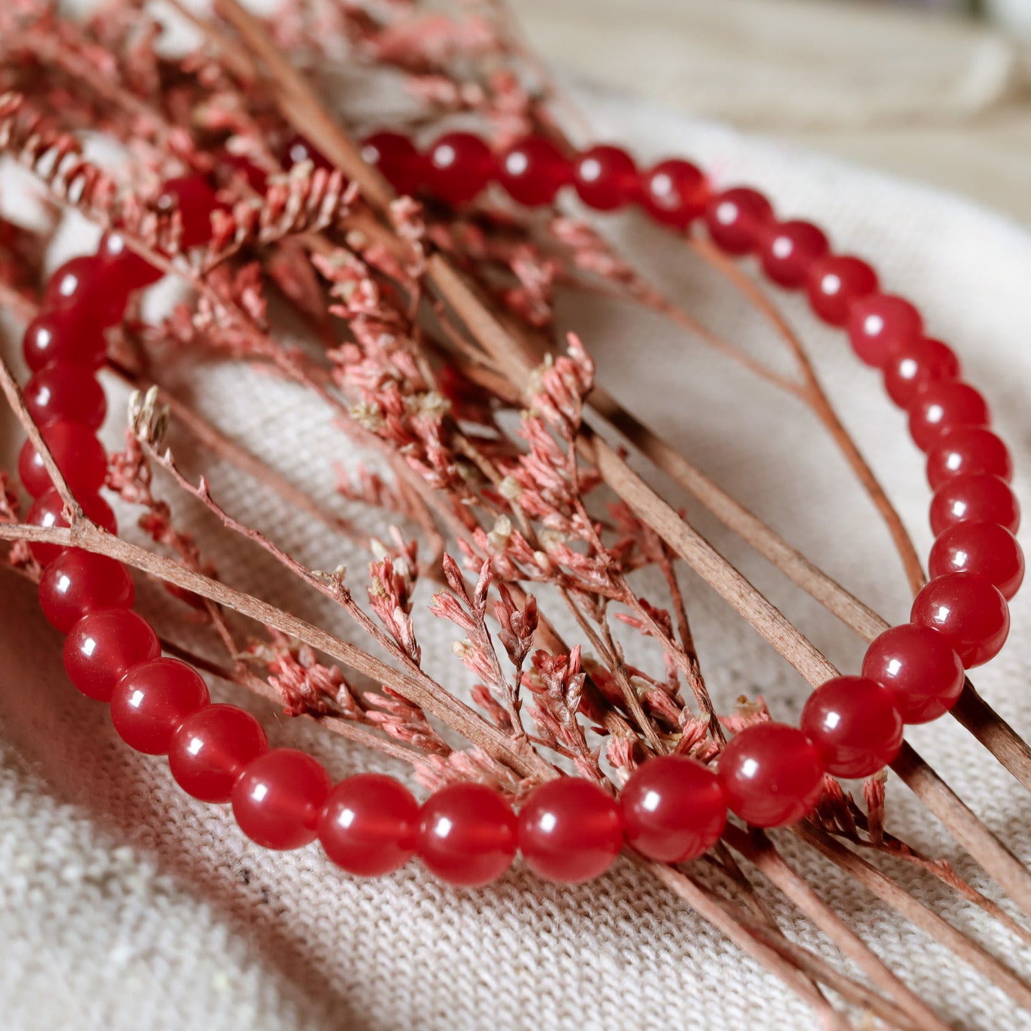 Pulsera elástica de Rubí de 5mm