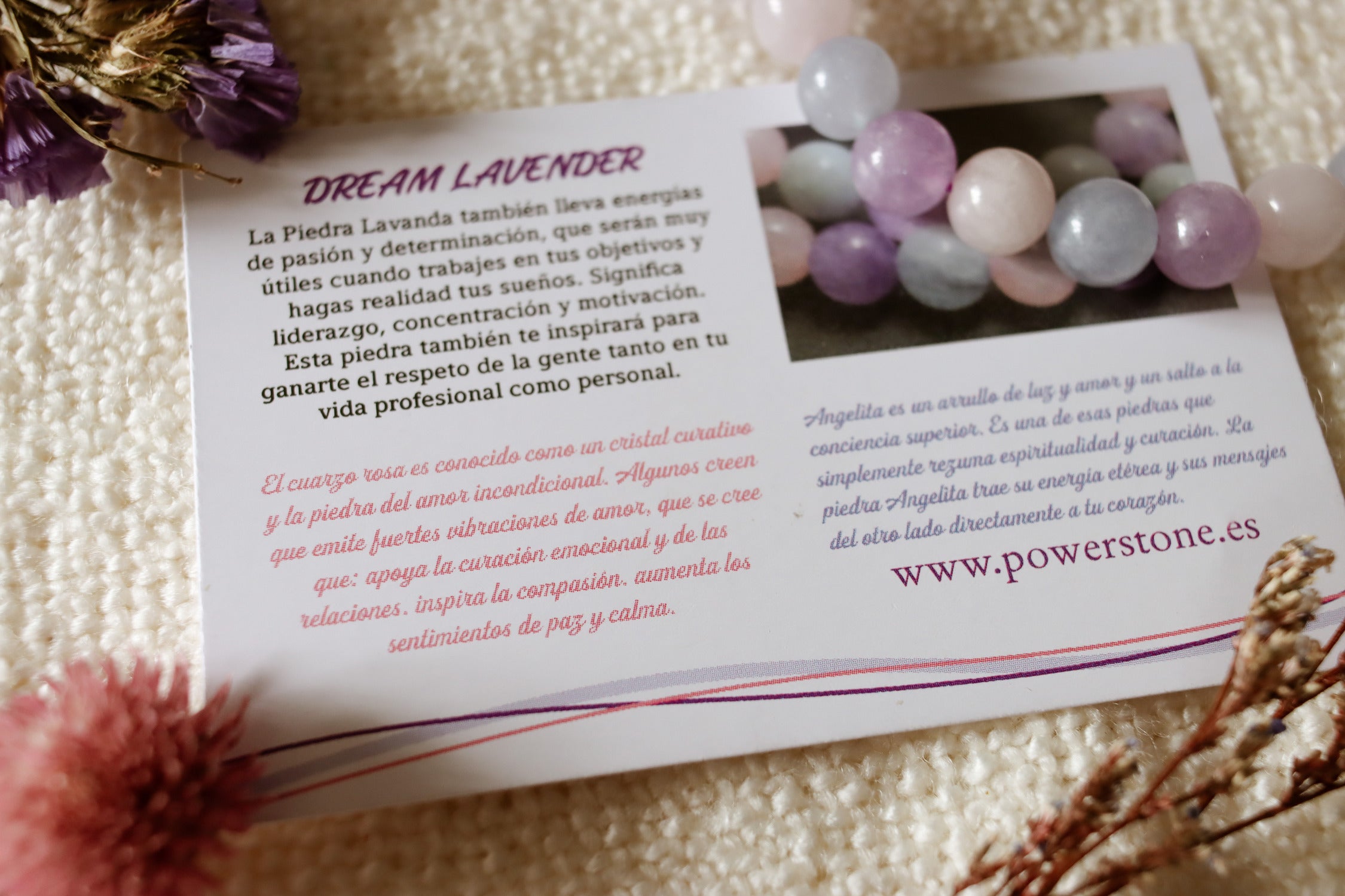 Pulsera elástica de piedra natural de Lavanda Sueño de 6mm