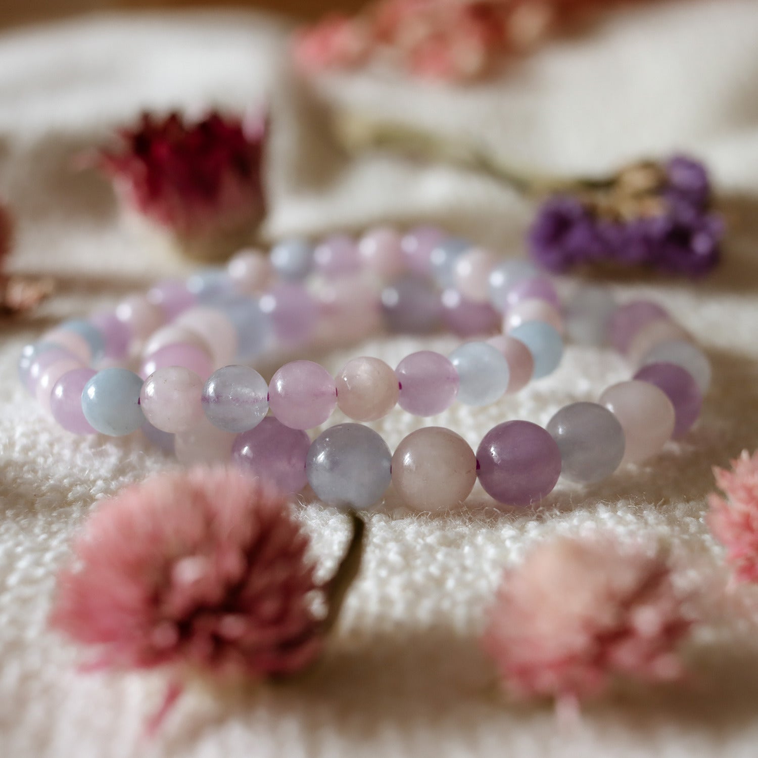 Pulsera elásica de piedra natural de Lavanda Sueño de 8mm
