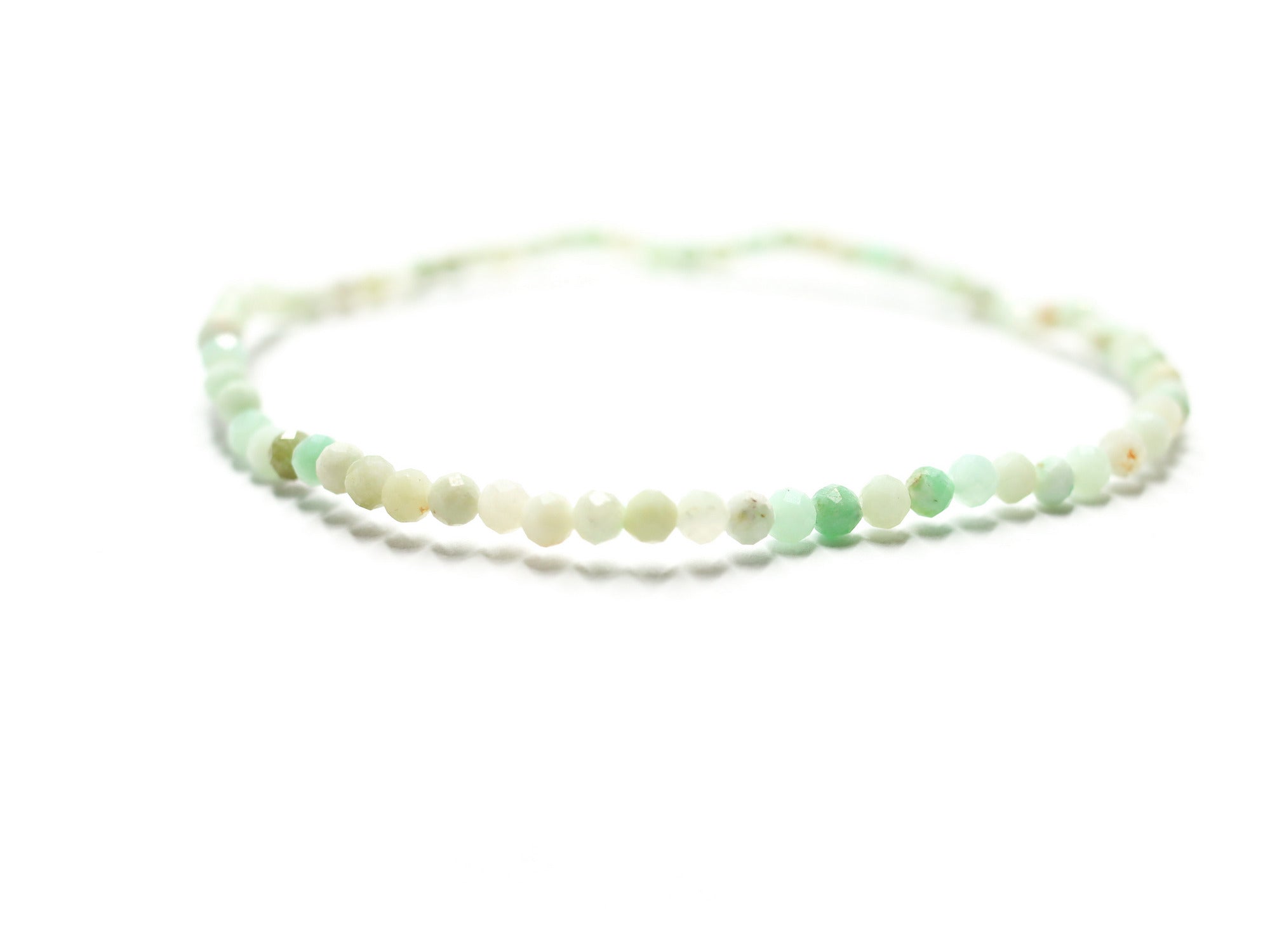 Pulsera elástica de Crisoprasa facetada de 3mm
