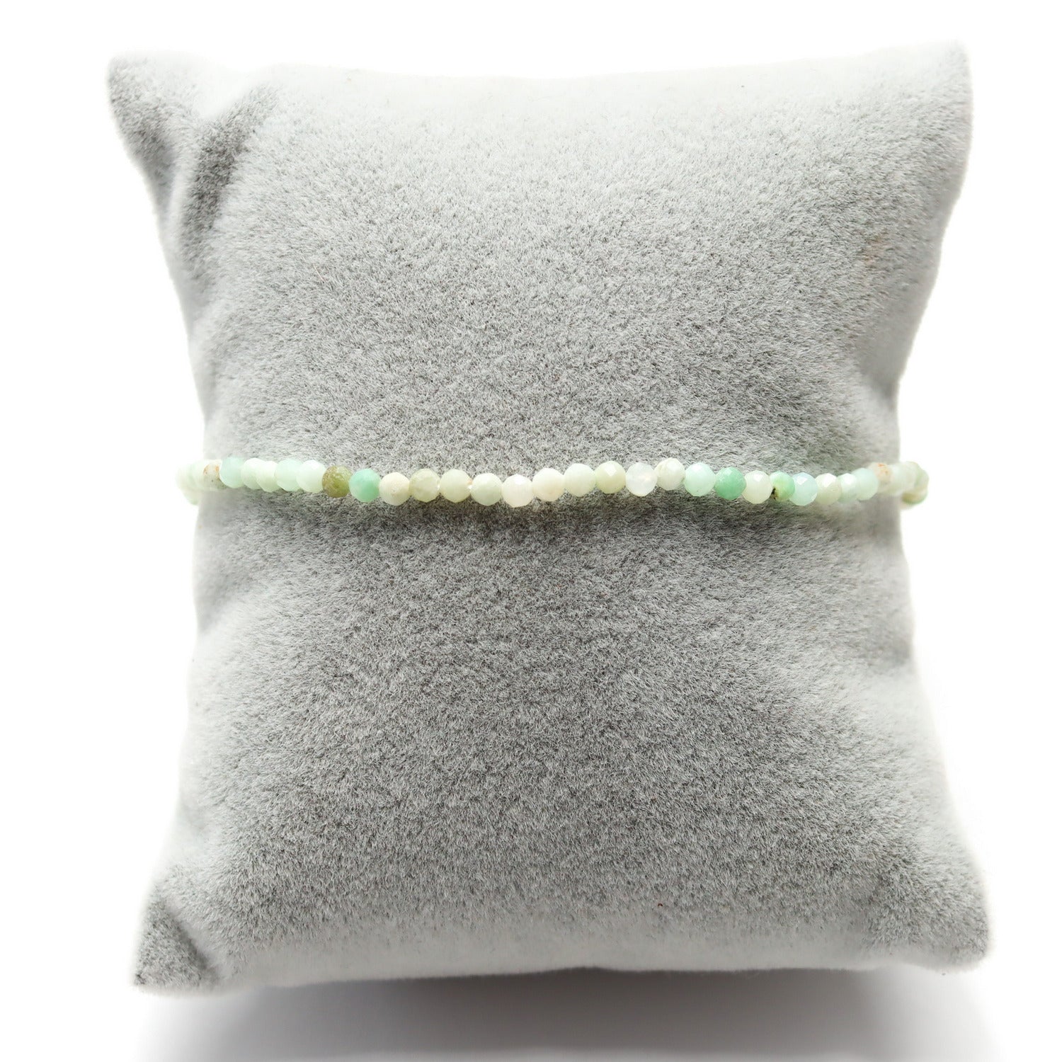 Pulsera elástica de Crisoprasa facetada de 3mm