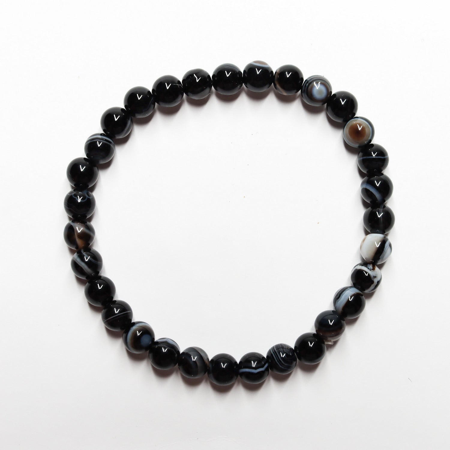 Pulsera de piedra natural de Ágata negra de 6mm