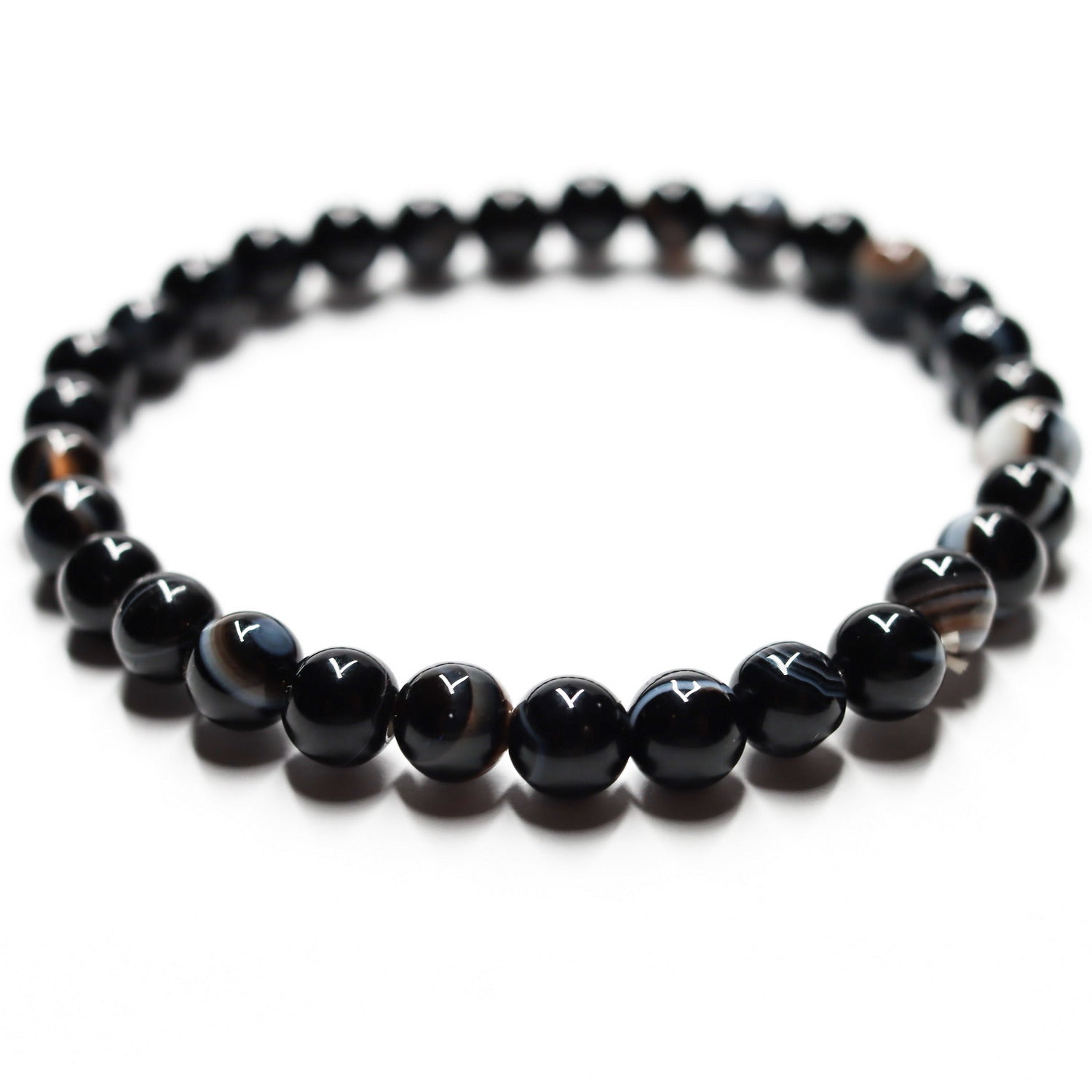 Pulsera de piedra natural de Ágata negra de 6mm