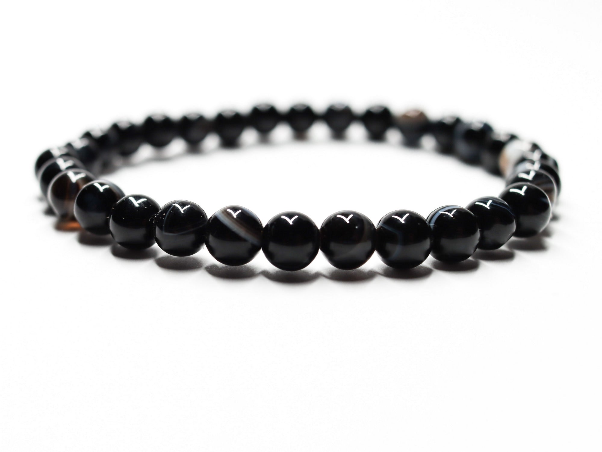 Pulsera de piedra natural de Ágata negra de 6mm