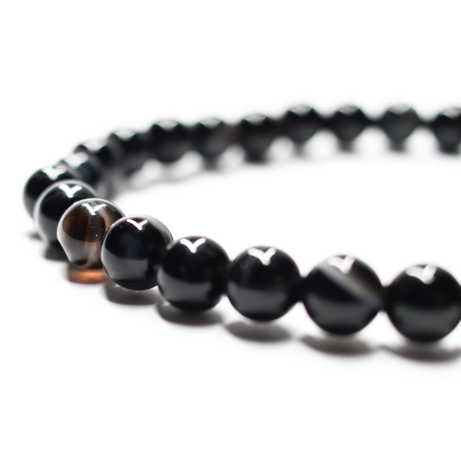 Pulsera de piedra natural de Ágata negra de 6mm