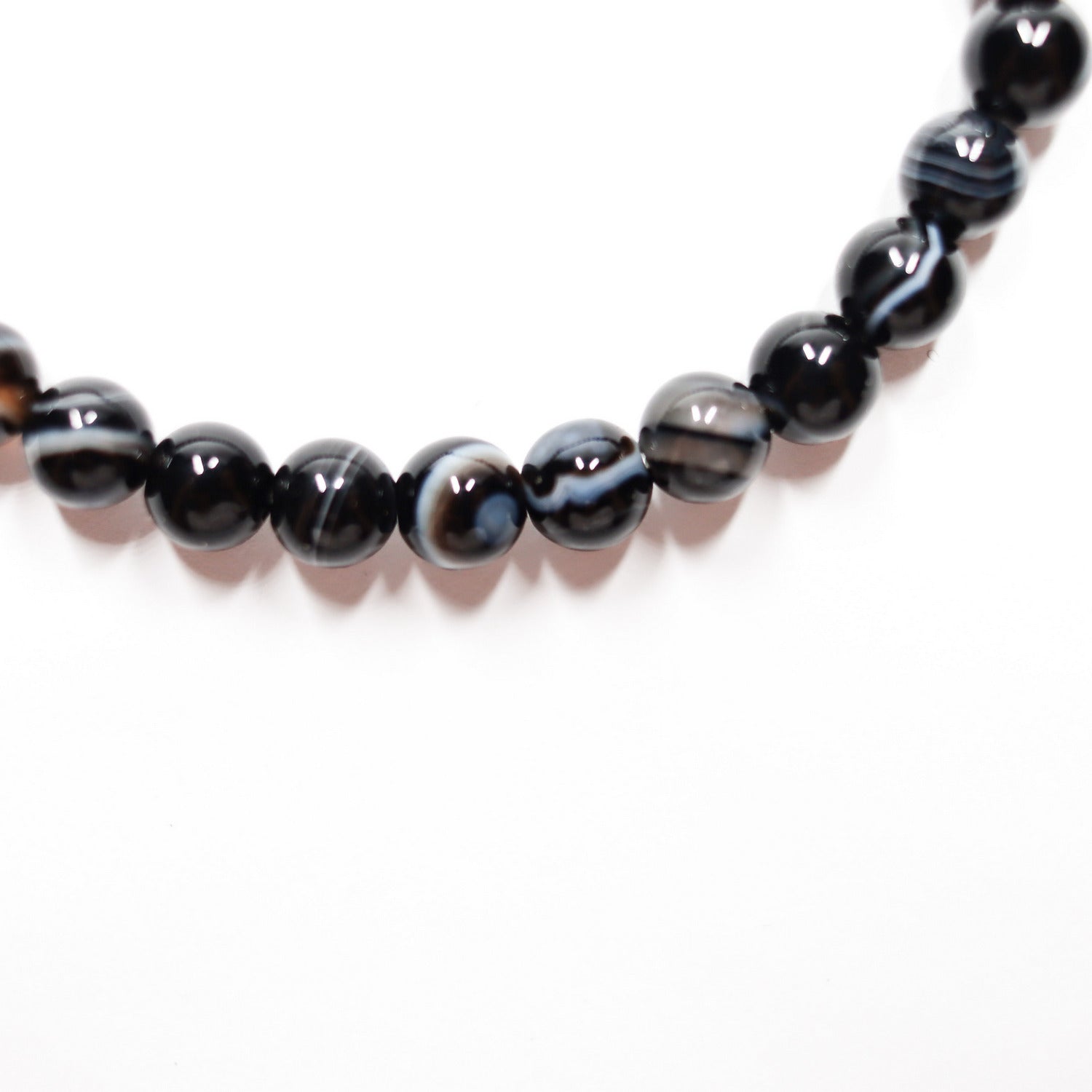 Pulsera de piedra natural de Ágata negra de 6mm