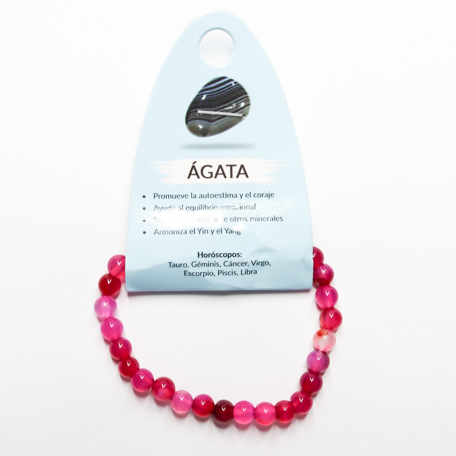 Pulsera de piedra natural de Ágata fuchsia de 6mm