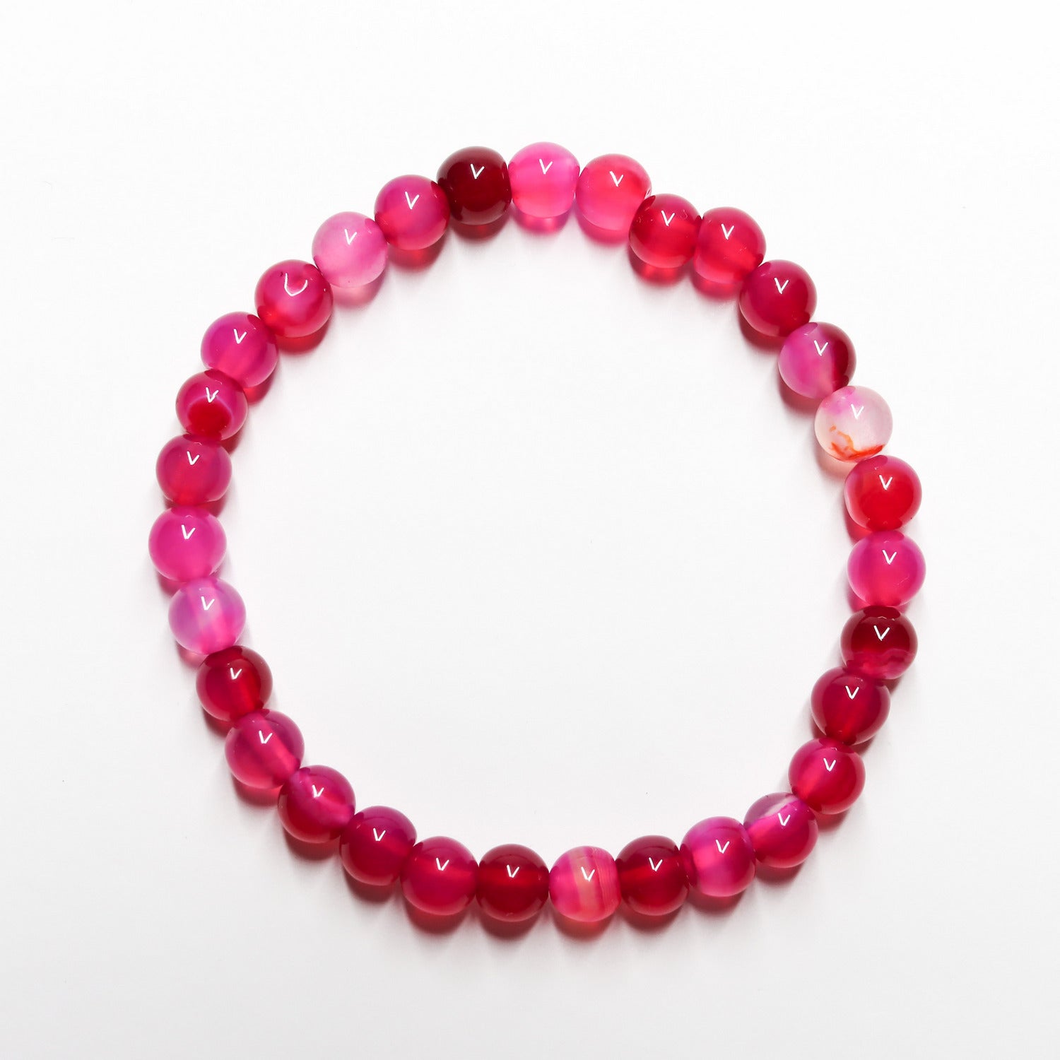 Pulsera de piedra natural de Ágata fuchsia de 6mm