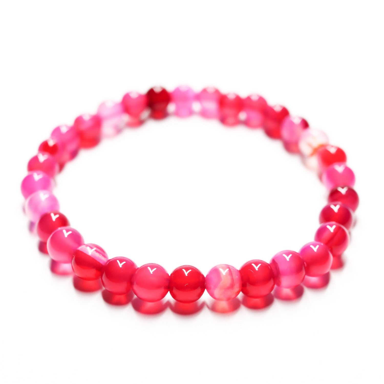 Pulsera de piedra natural de Ágata fuchsia de 6mm