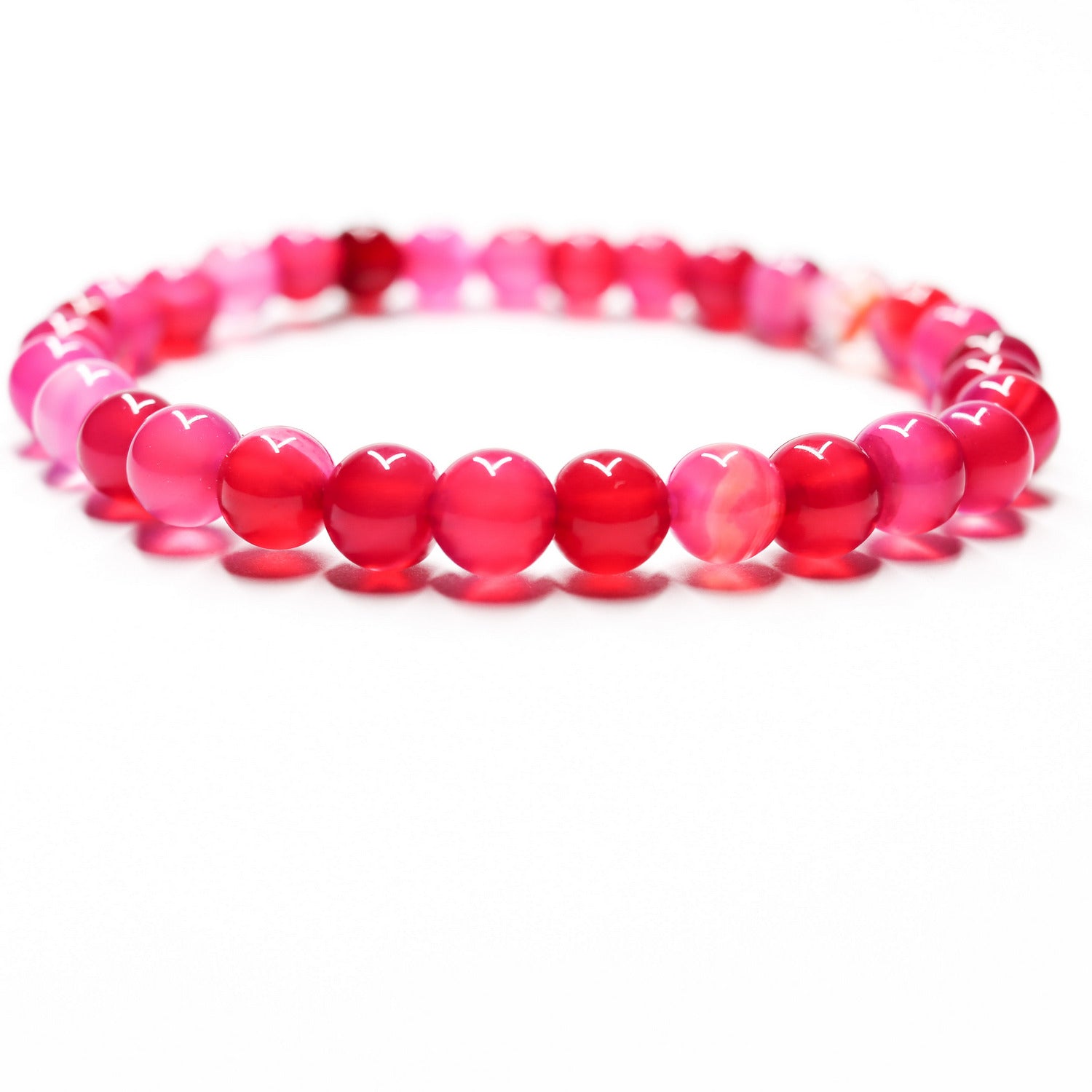 Pulsera de piedra natural de Ágata fuchsia de 6mm