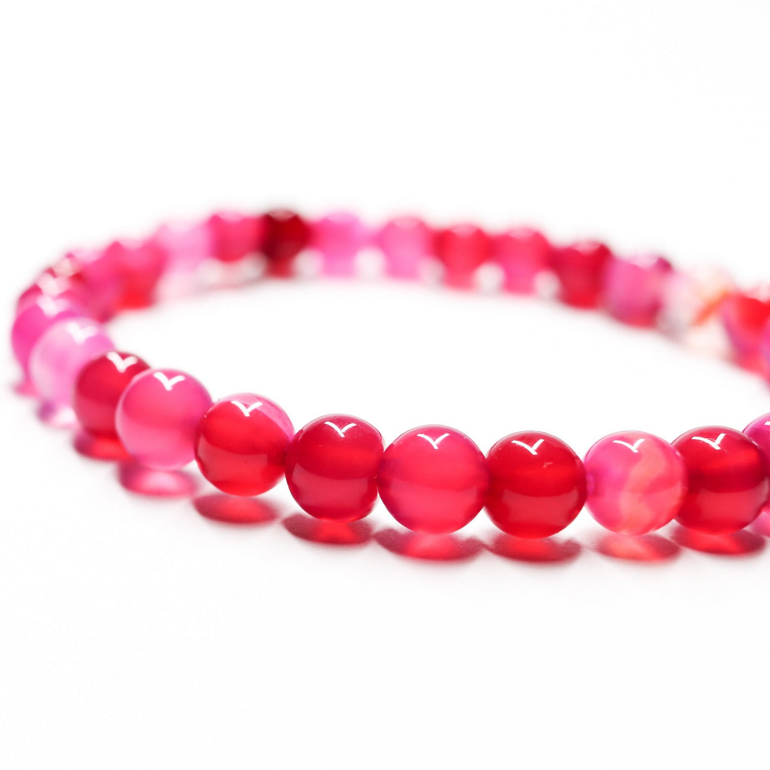 Pulsera de piedra natural de Ágata fuchsia de 6mm