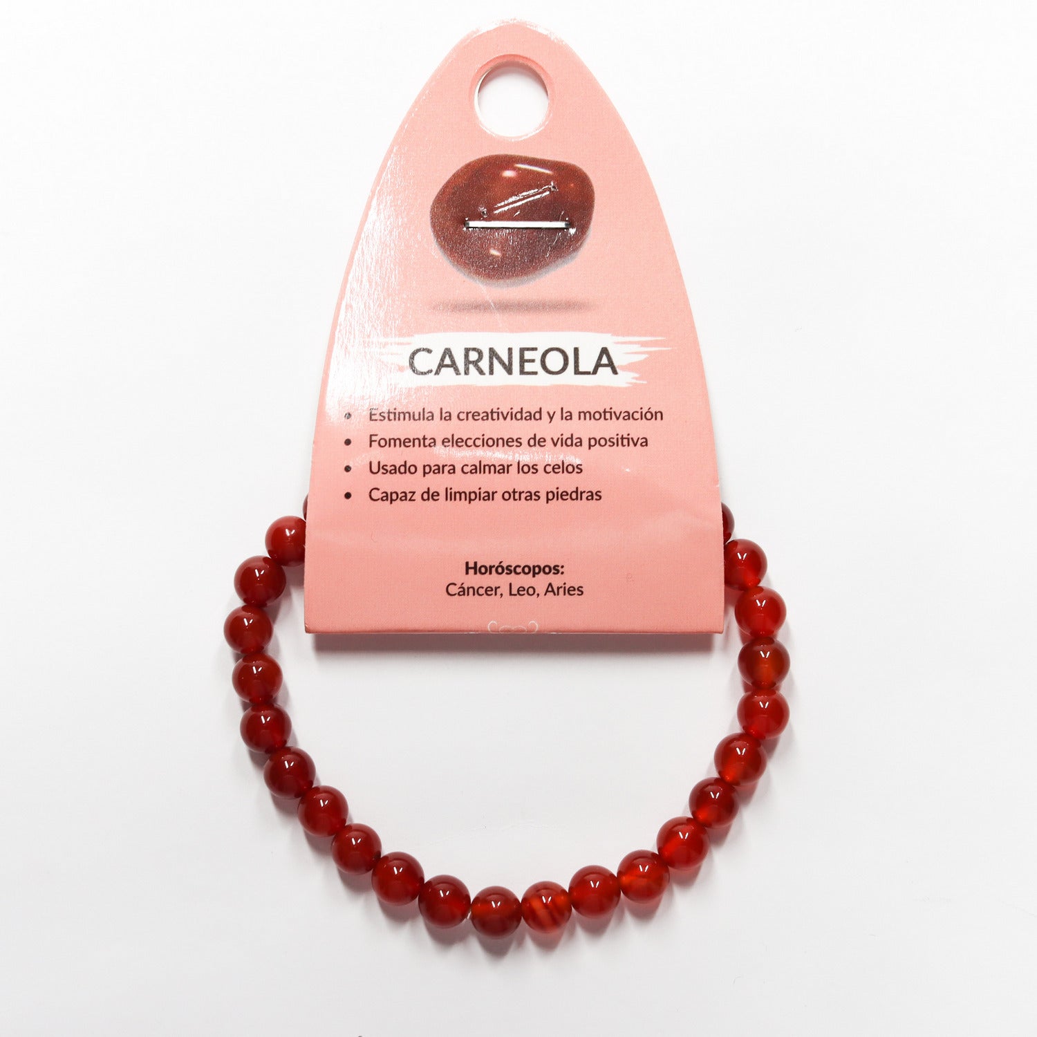 Pulsera de piedra natural de Carneola de 6mm