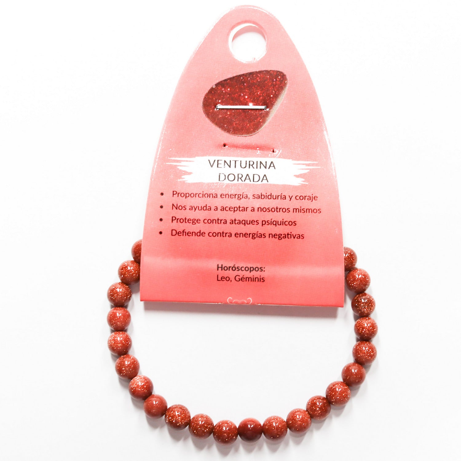 Pulsera de piedra natural de Venturina dorada de 6mm
