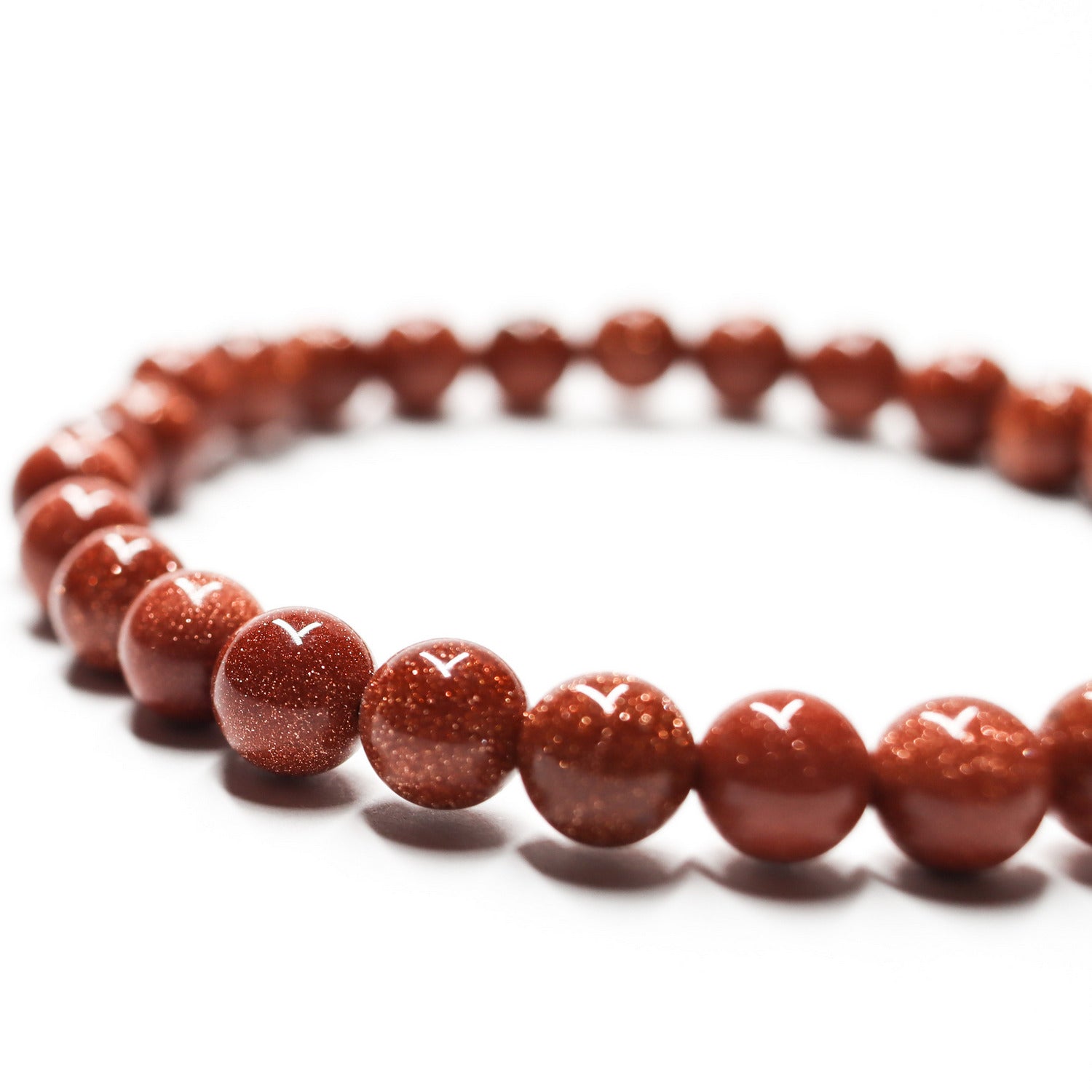 Pulsera de piedra natural de Venturina dorada de 6mm