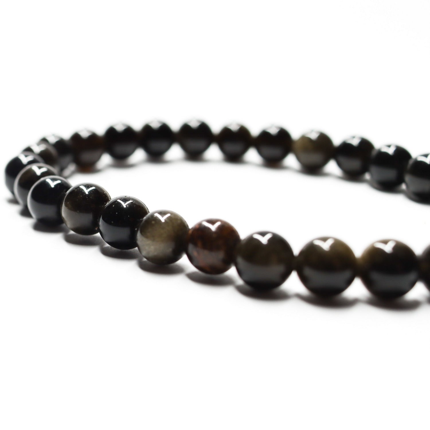 Pulsera de piedra natural de Obsidiana dorada de 6mm