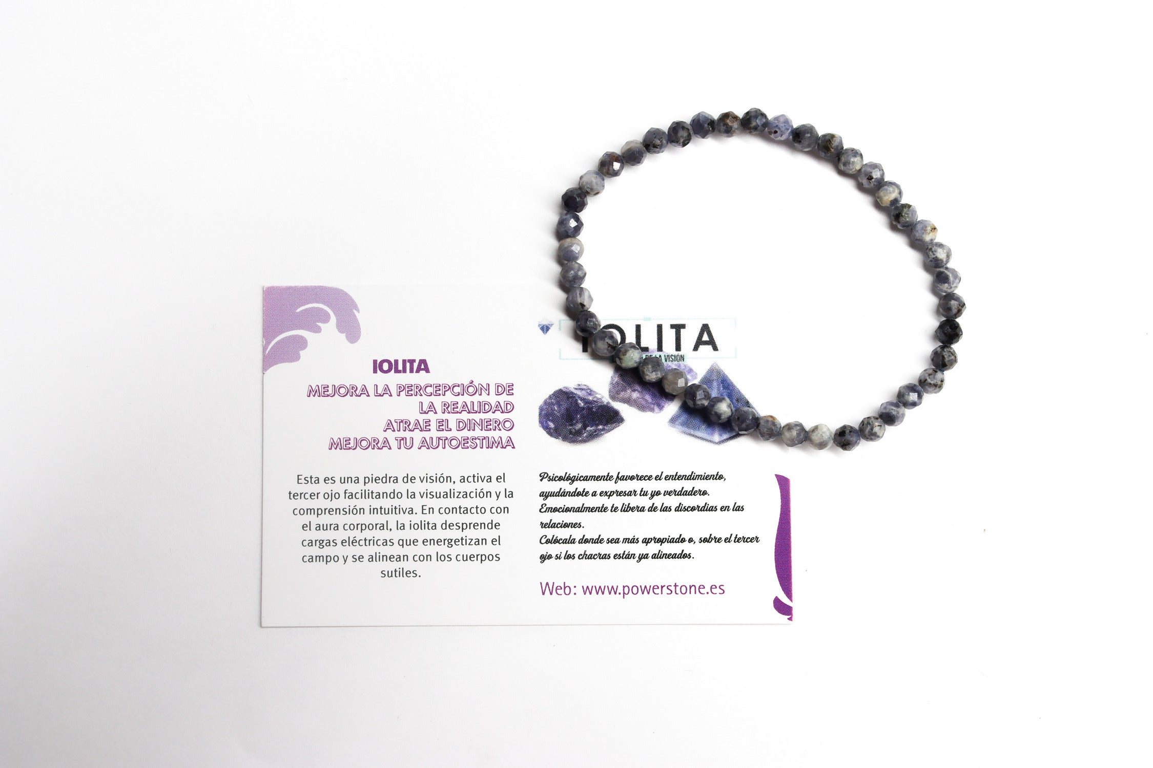 Pulsera elástica de Iolita facetada de 4mm